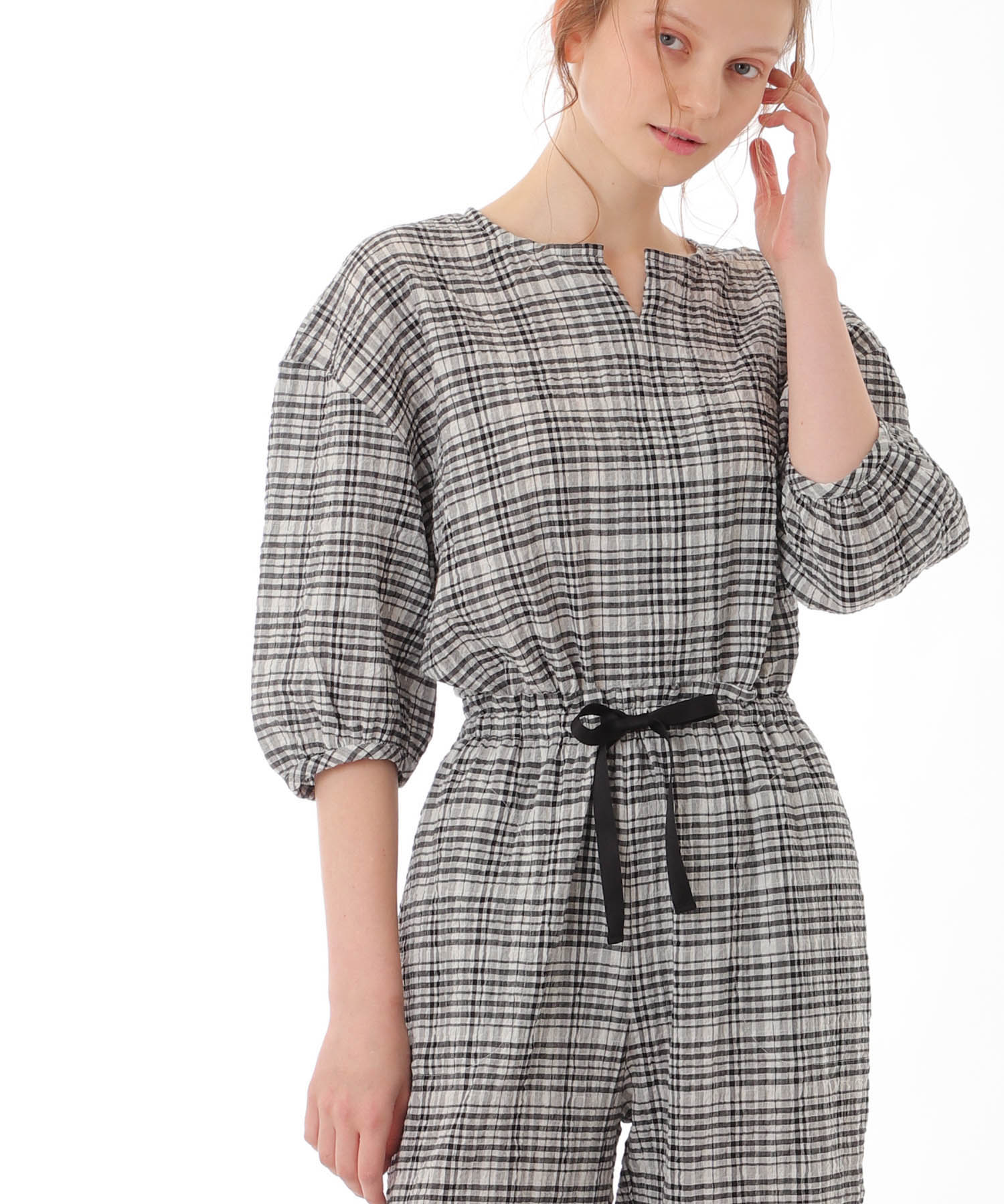 コットンクリンクルセットアップ_パジャマ&ルームウェア-セットアップ_ブラック_4