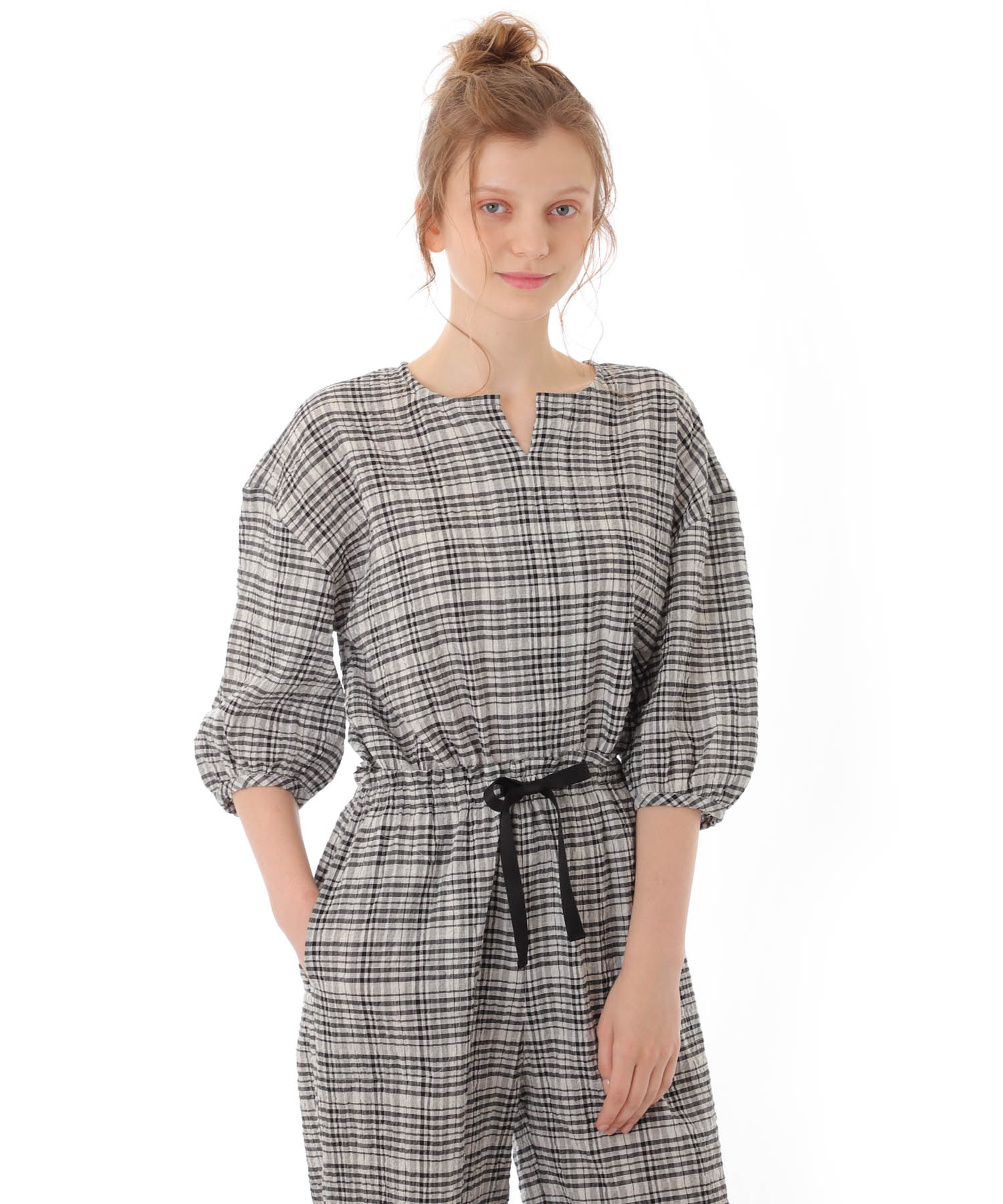 コットンクリンクルセットアップ_パジャマ&ルームウェア-セットアップ_ブラック_5