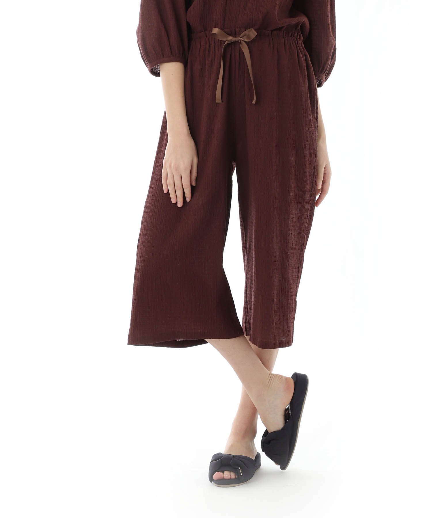 コットンクリンクルセットアップ_パジャマ&ルームウェア-セットアップ_ブラウン_7