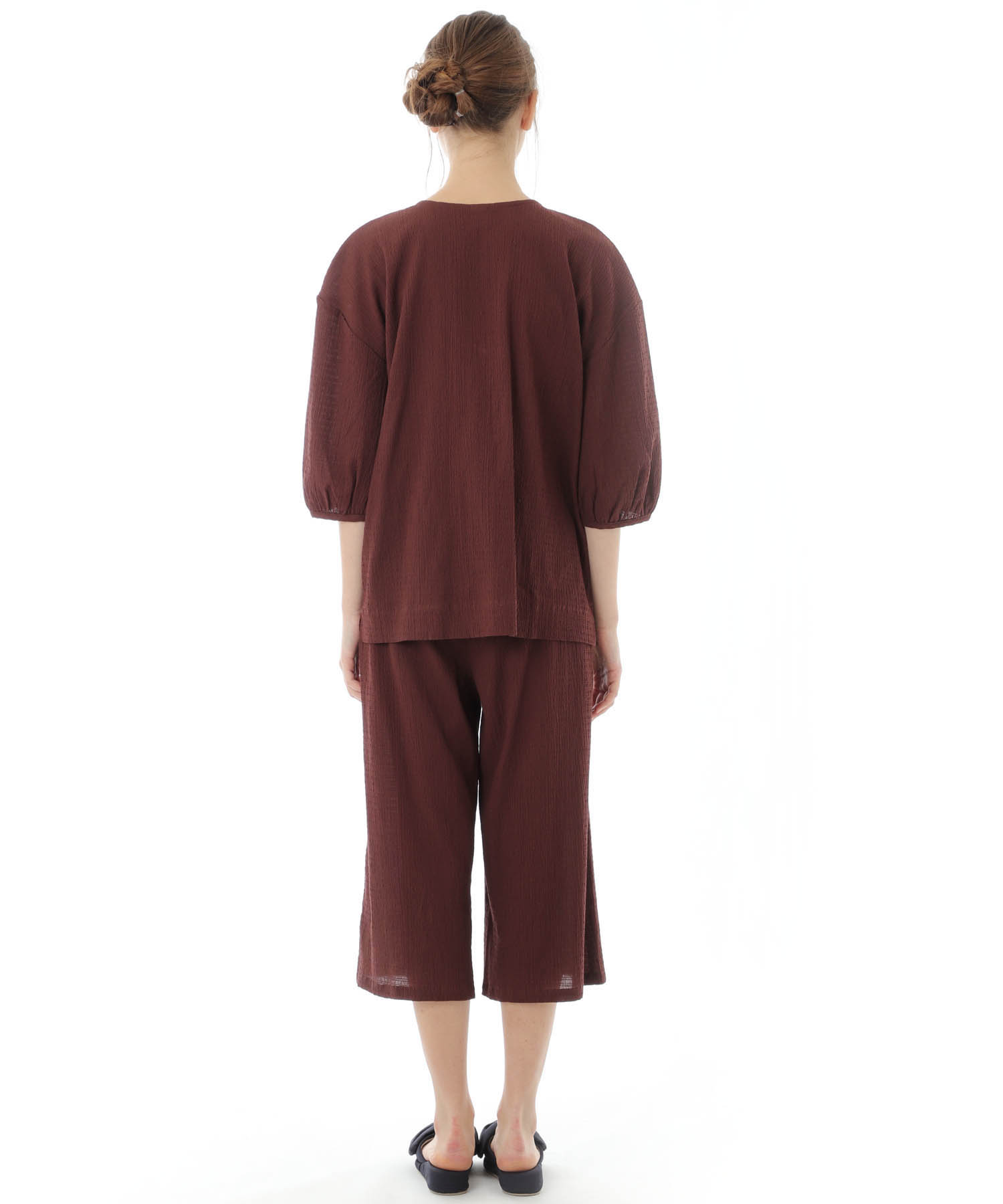 コットンクリンクルセットアップ_パジャマ&ルームウェア-セットアップ_ブラウン_9