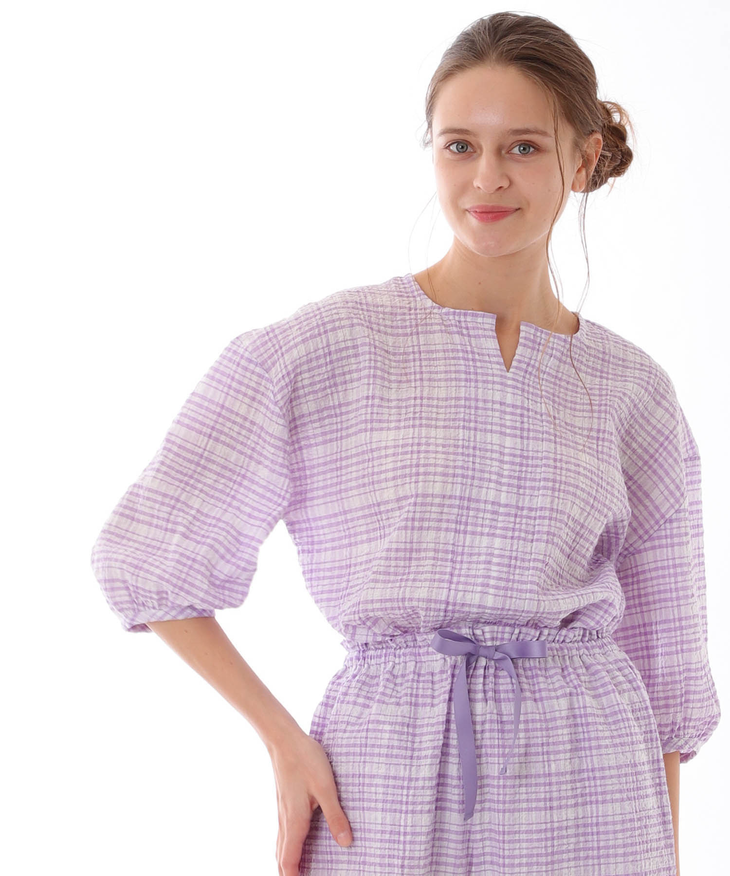 コットンクリンクルセットアップ_パジャマ&ルームウェア-セットアップ_パープル_0