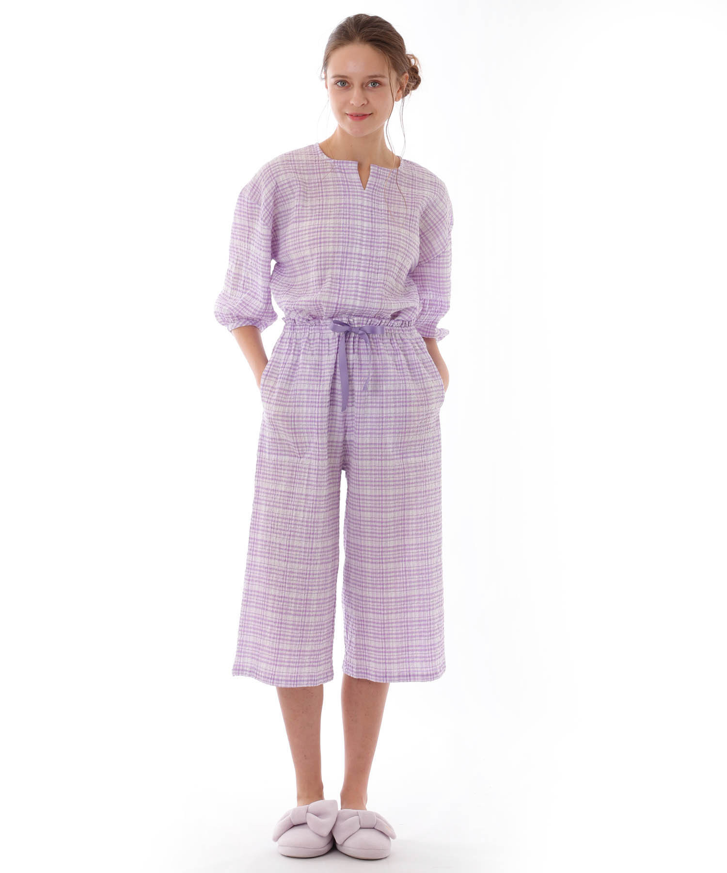 コットンクリンクルセットアップ_パジャマ&ルームウェア-セットアップ_パープル_1