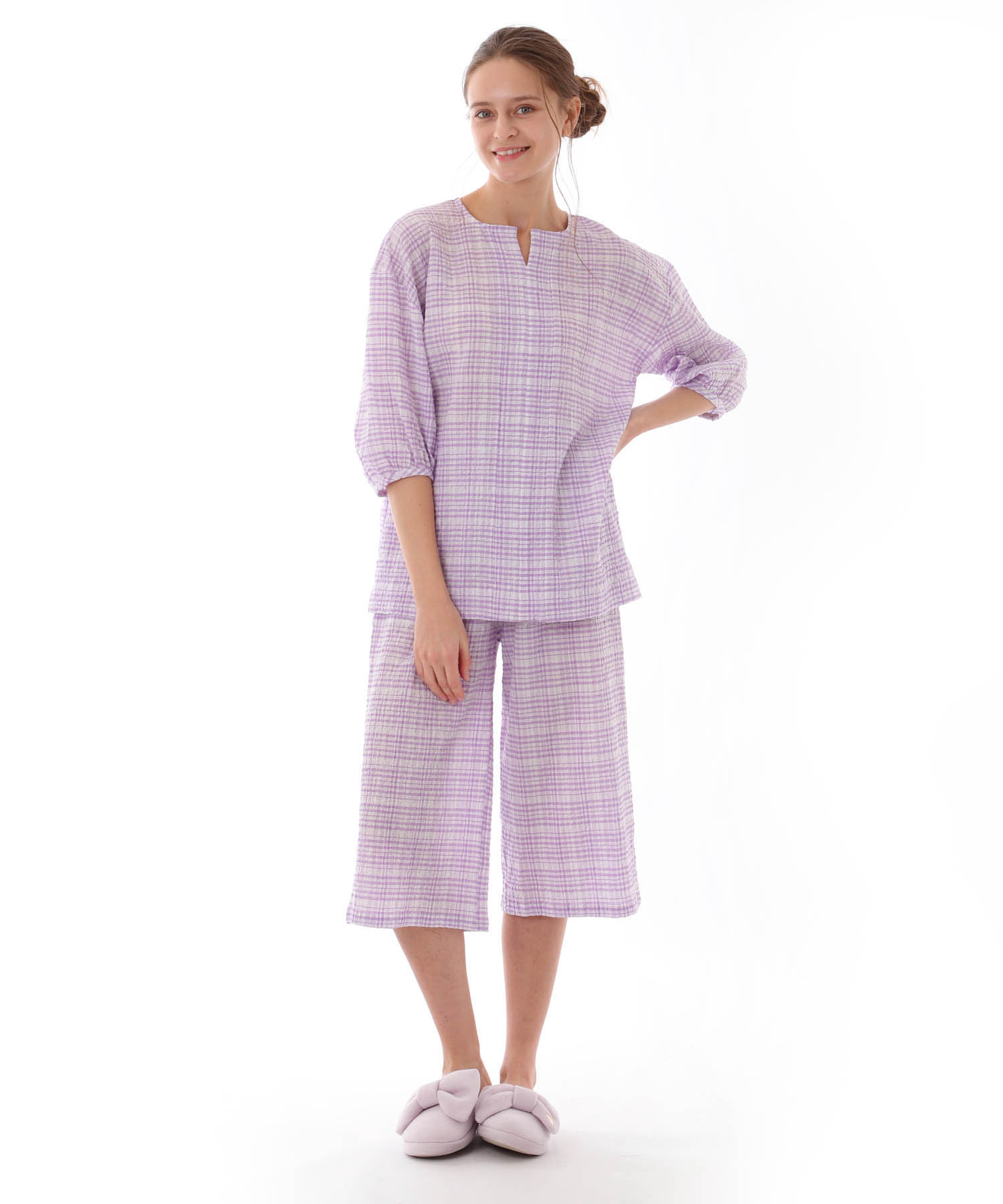 コットンクリンクルセットアップ_パジャマ&ルームウェア-セットアップ_パープル_3
