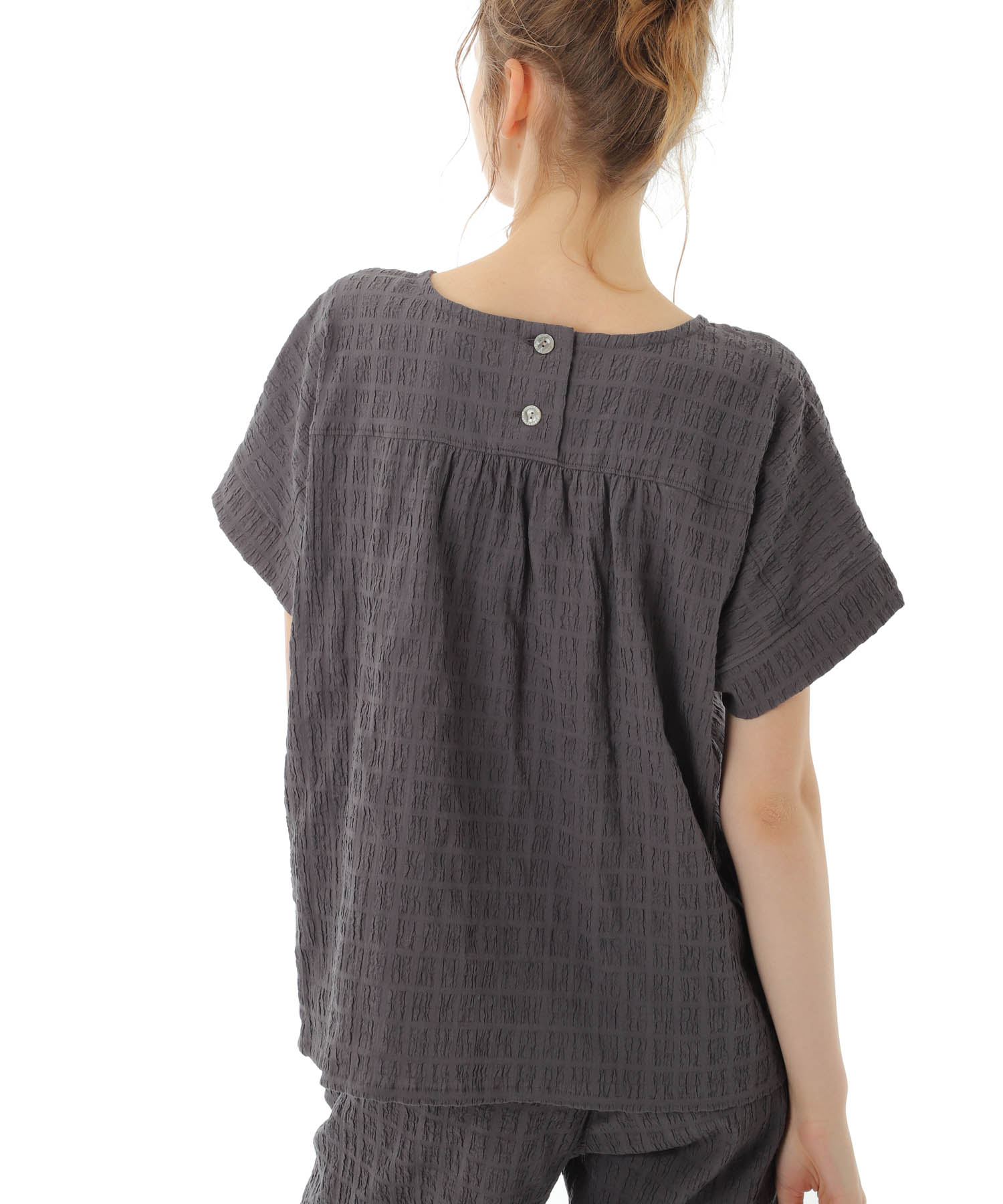 変わり織りシャーリングセットアップ_パジャマ&ルームウェア-セットアップ_グレー_8