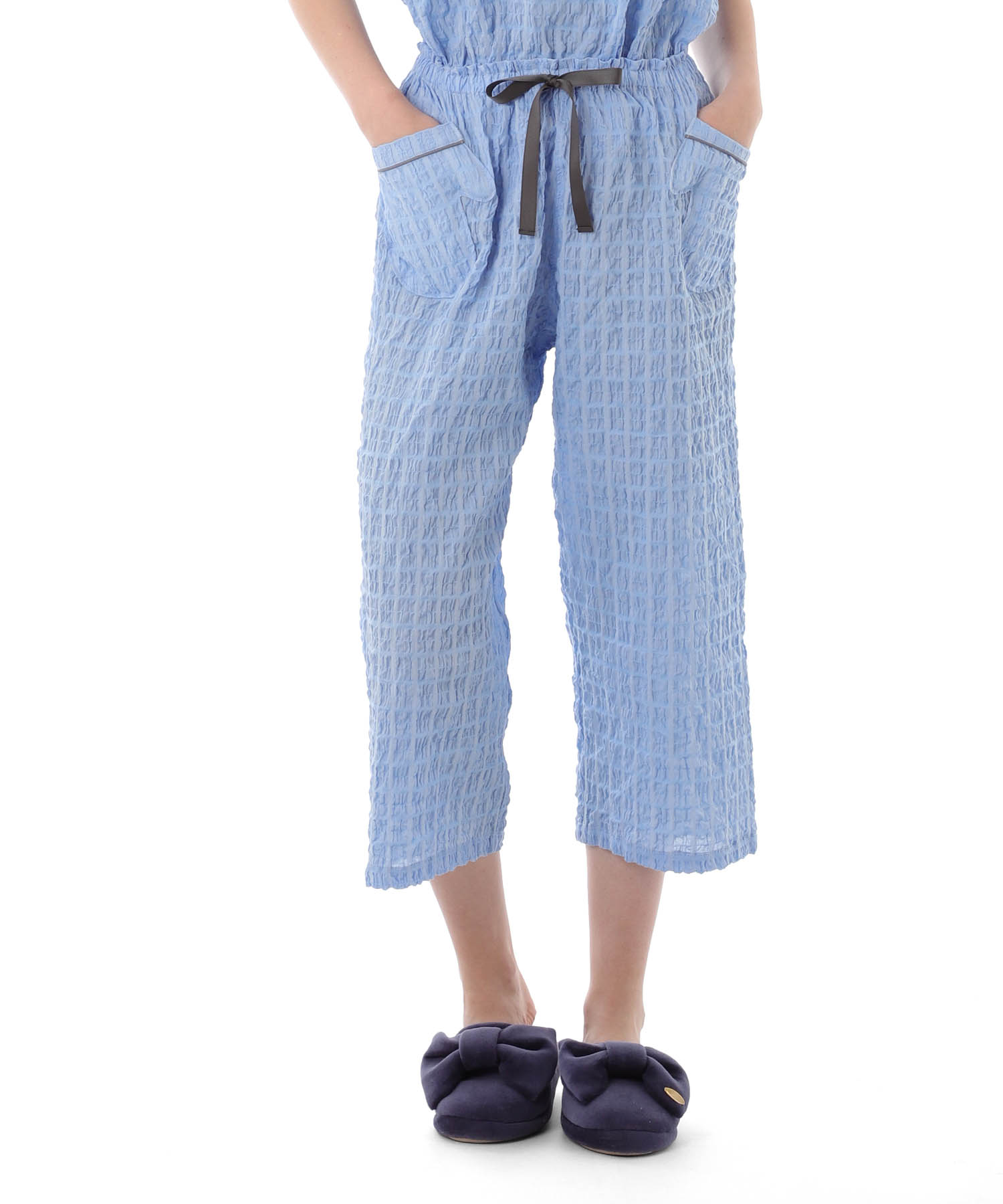 変わり織りシャーリングセットアップ_パジャマ&ルームウェア-セットアップ_ブルー_6