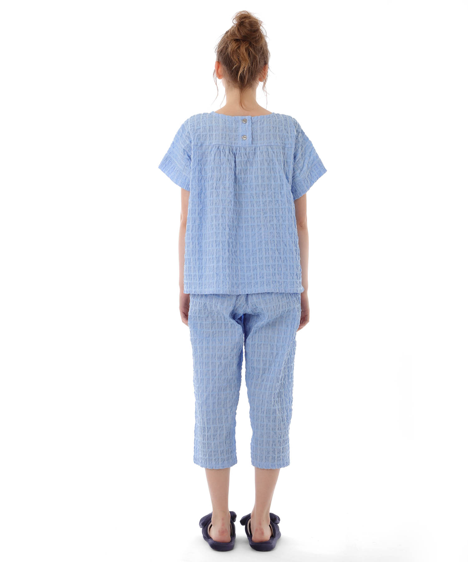 変わり織りシャーリングセットアップ_パジャマ&ルームウェア-セットアップ_ブルー_7
