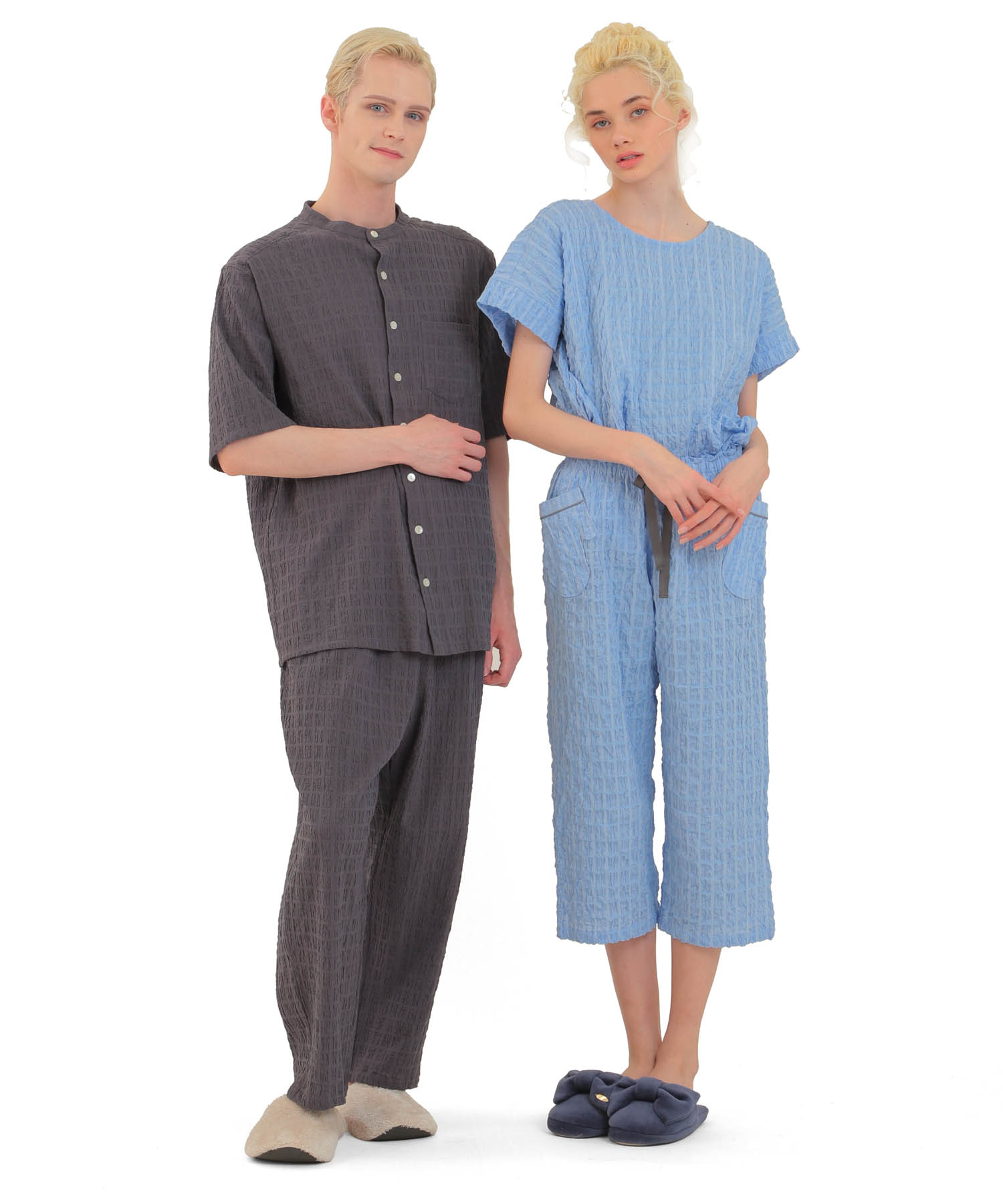 変わり織りシャーリングセットアップ_パジャマ&ルームウェア-セットアップ_ブルー_8