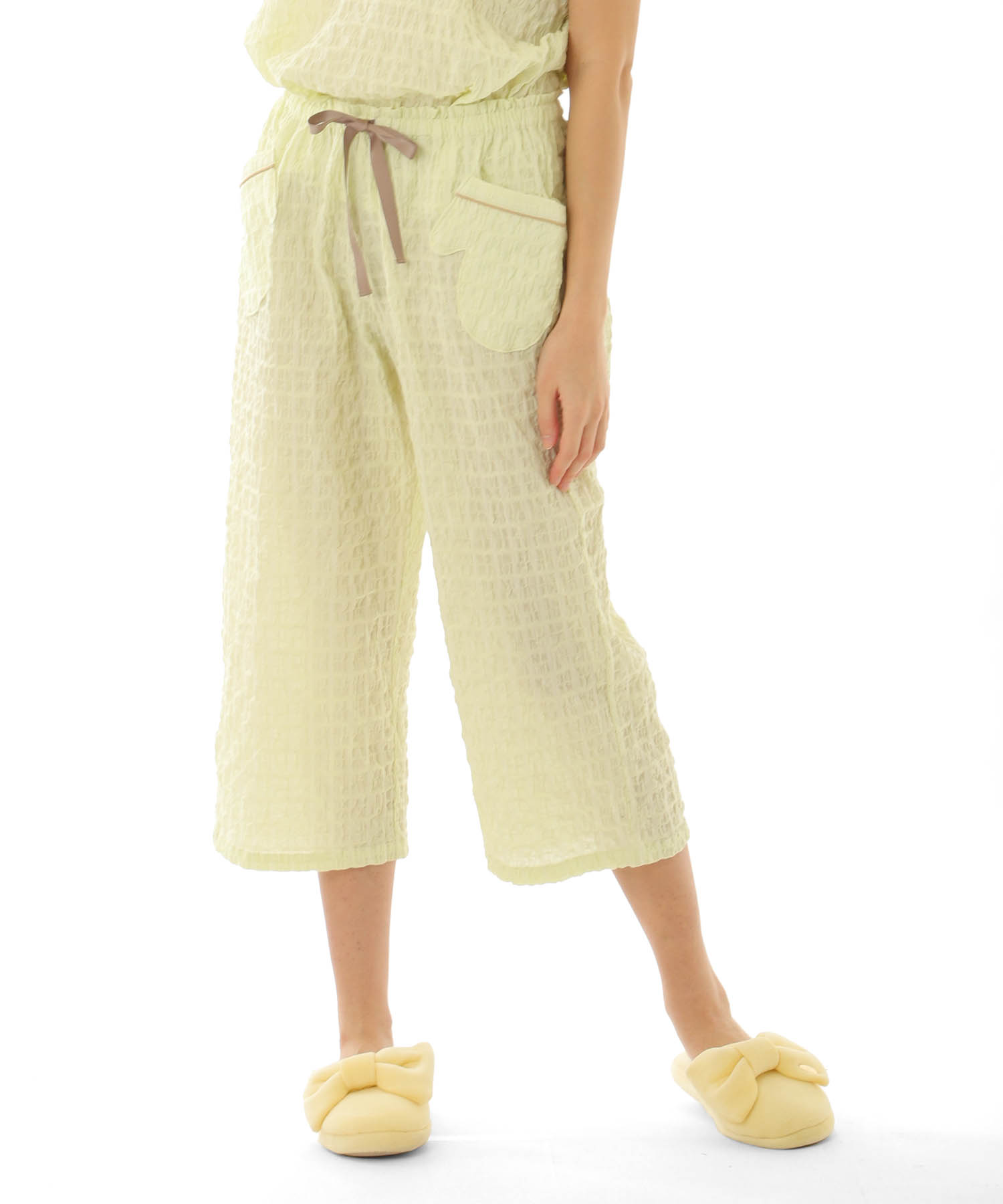 変わり織りシャーリングセットアップ_パジャマ&ルームウェア-セットアップ_グリーン_6