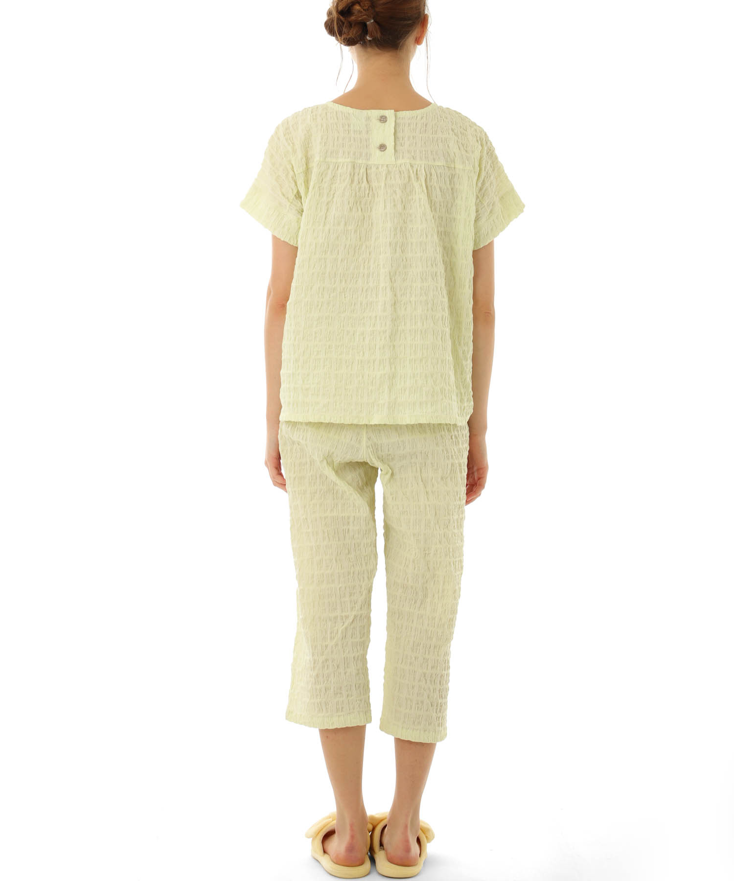 変わり織りシャーリングセットアップ_パジャマ&ルームウェア-セットアップ_グリーン_7