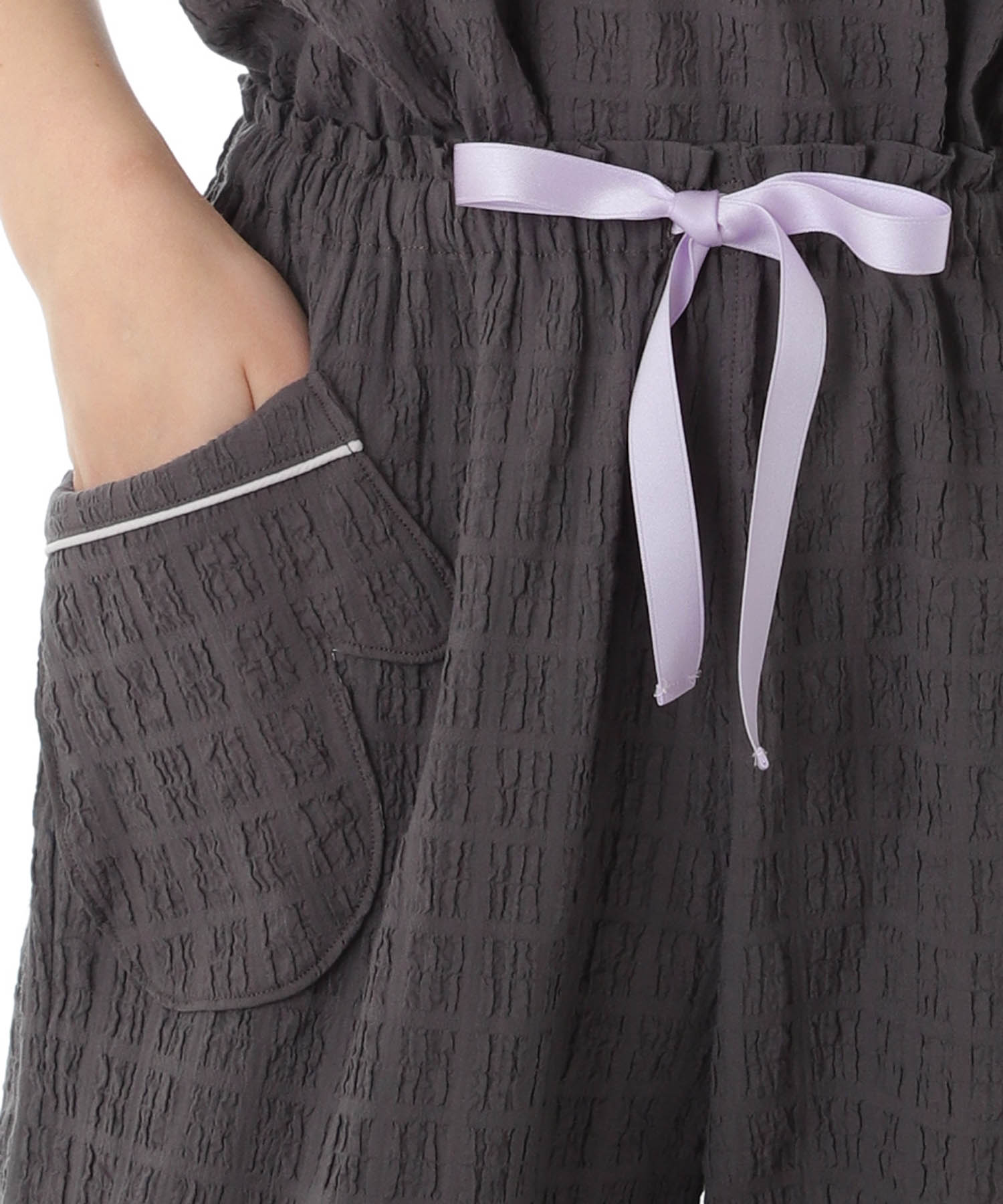 変わり織りシャーリングセットアップ_パジャマ&ルームウェア-セットアップ_グレー_5