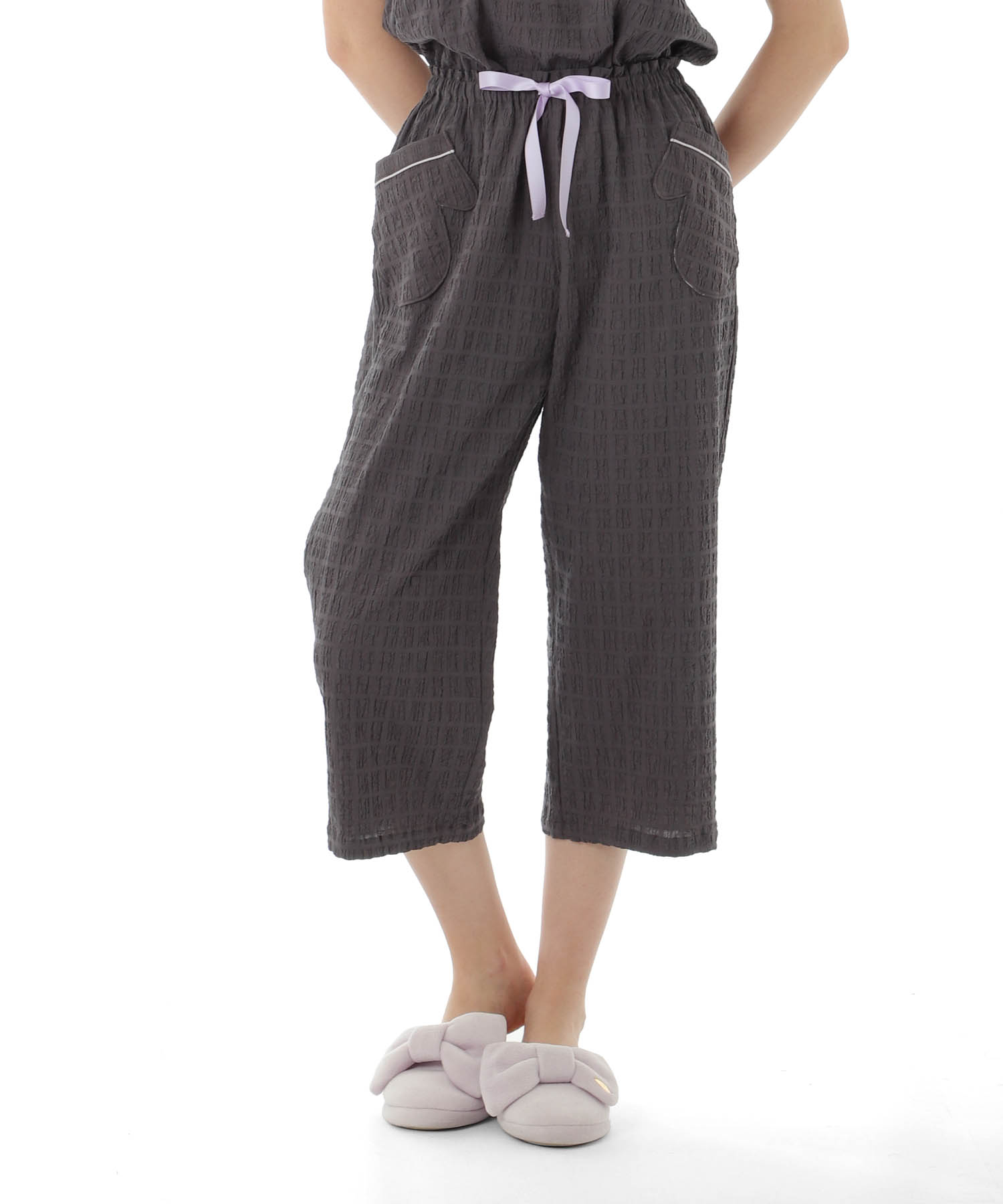 変わり織りシャーリングセットアップ_パジャマ&ルームウェア-セットアップ_グレー_6