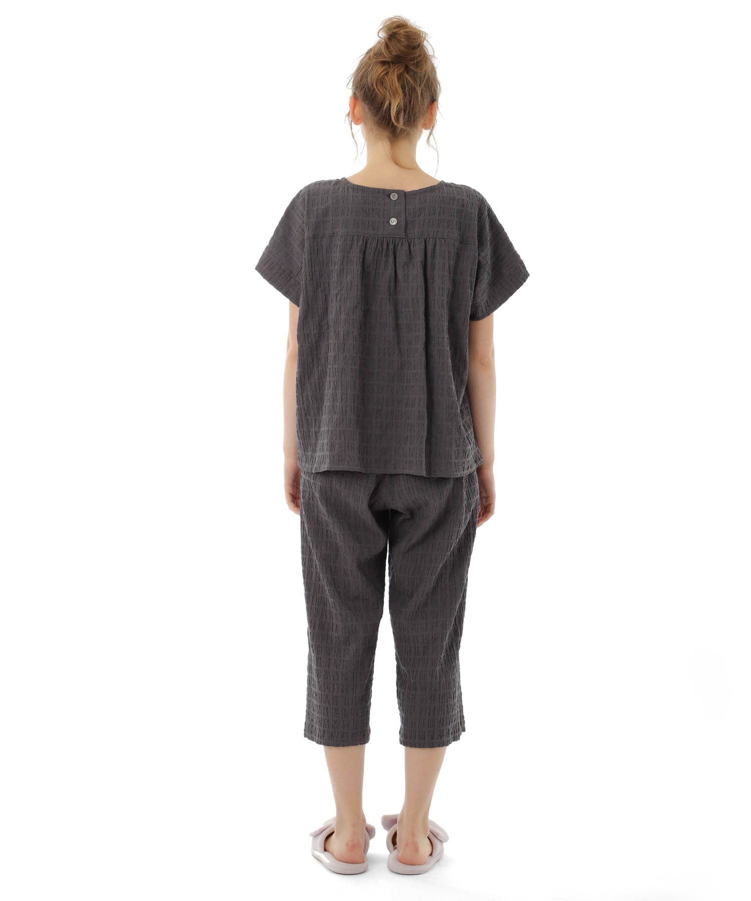変わり織りシャーリングセットアップ_パジャマ&ルームウェア-セットアップ_グレー_7