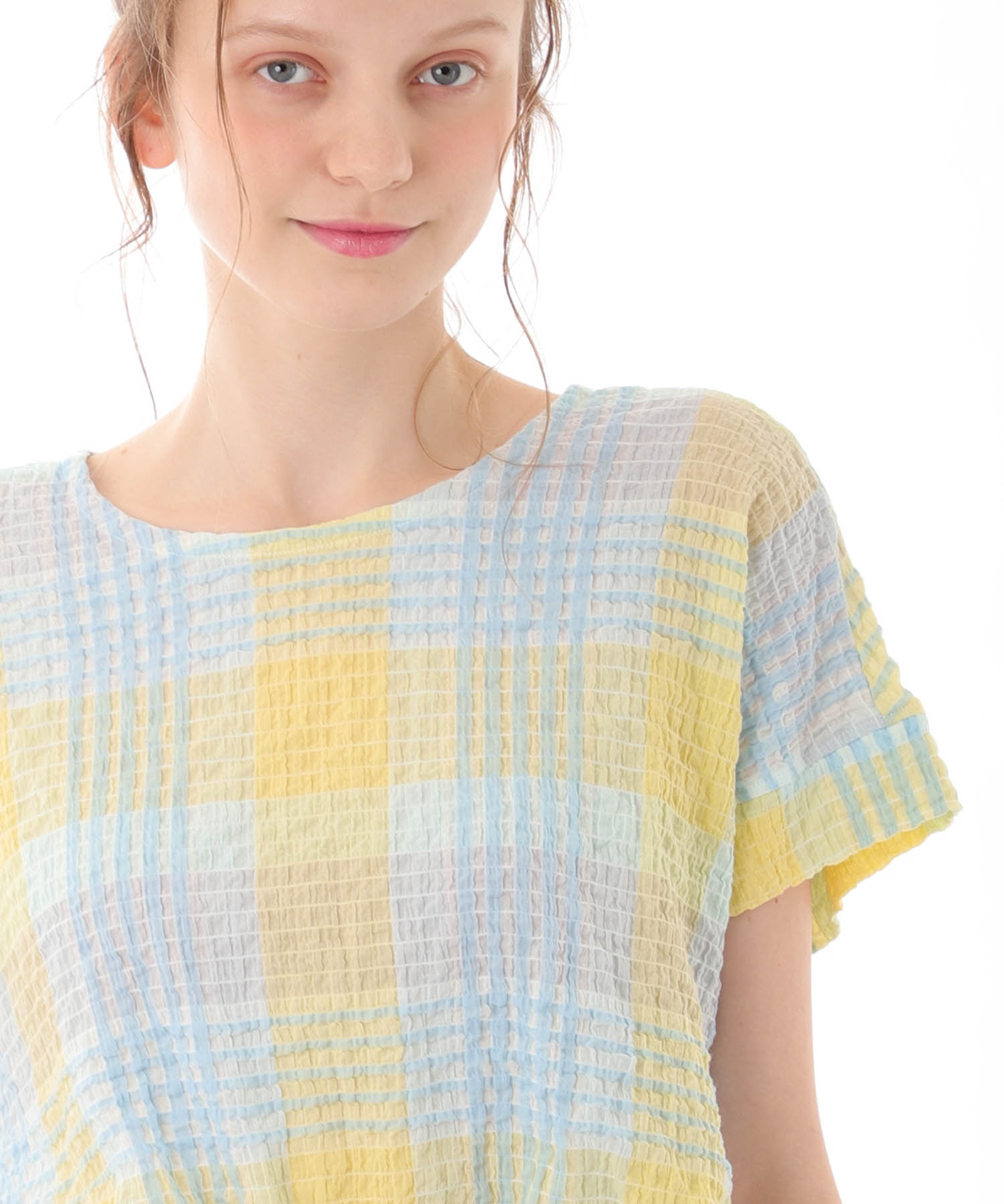 シャーリングマドラスチェックセットアップ_パジャマ&ルームウェア-セットアップ_イエロー_4