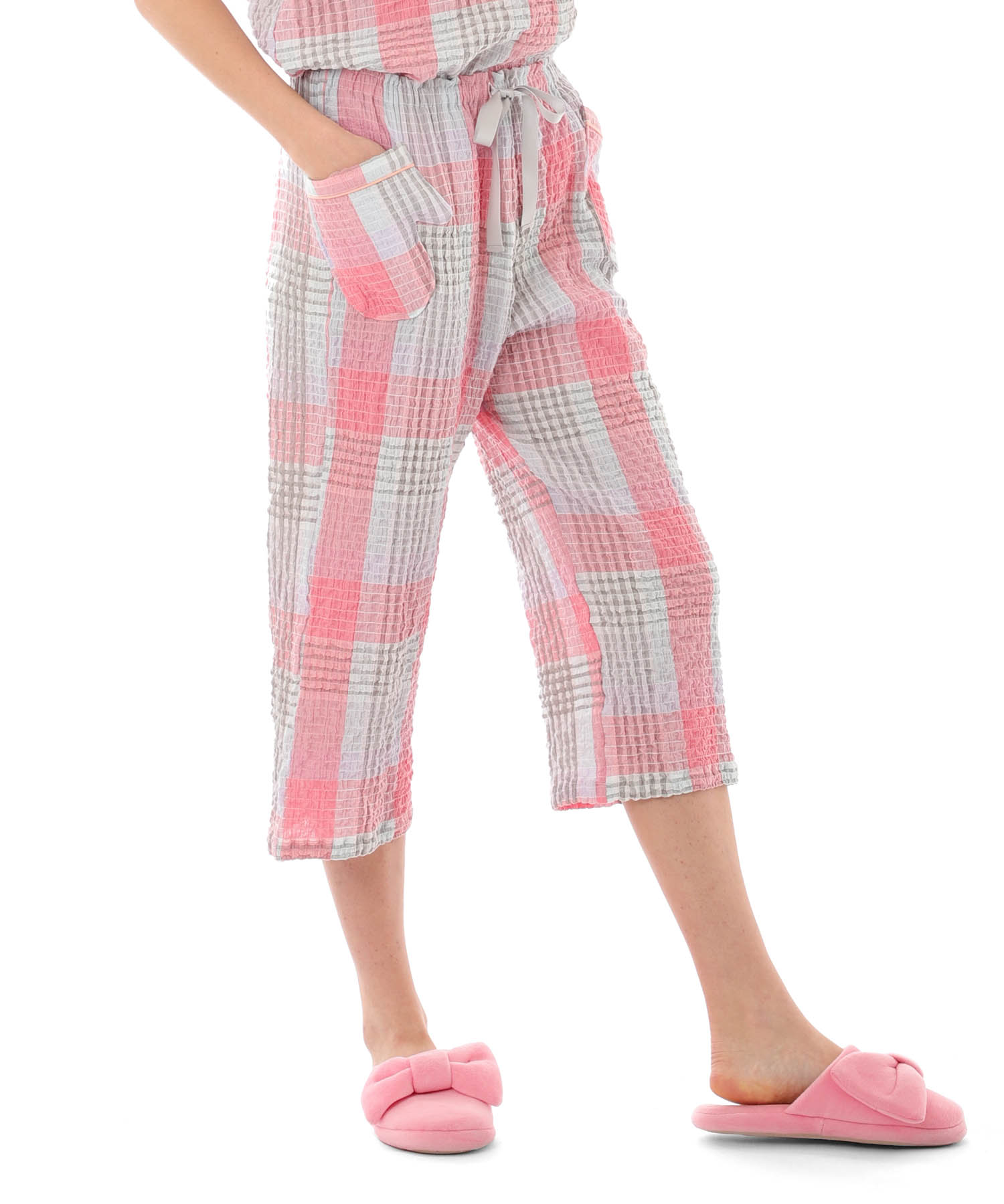 シャーリングマドラスチェックセットアップ_パジャマ&ルームウェア-セットアップ_オレンジ_7