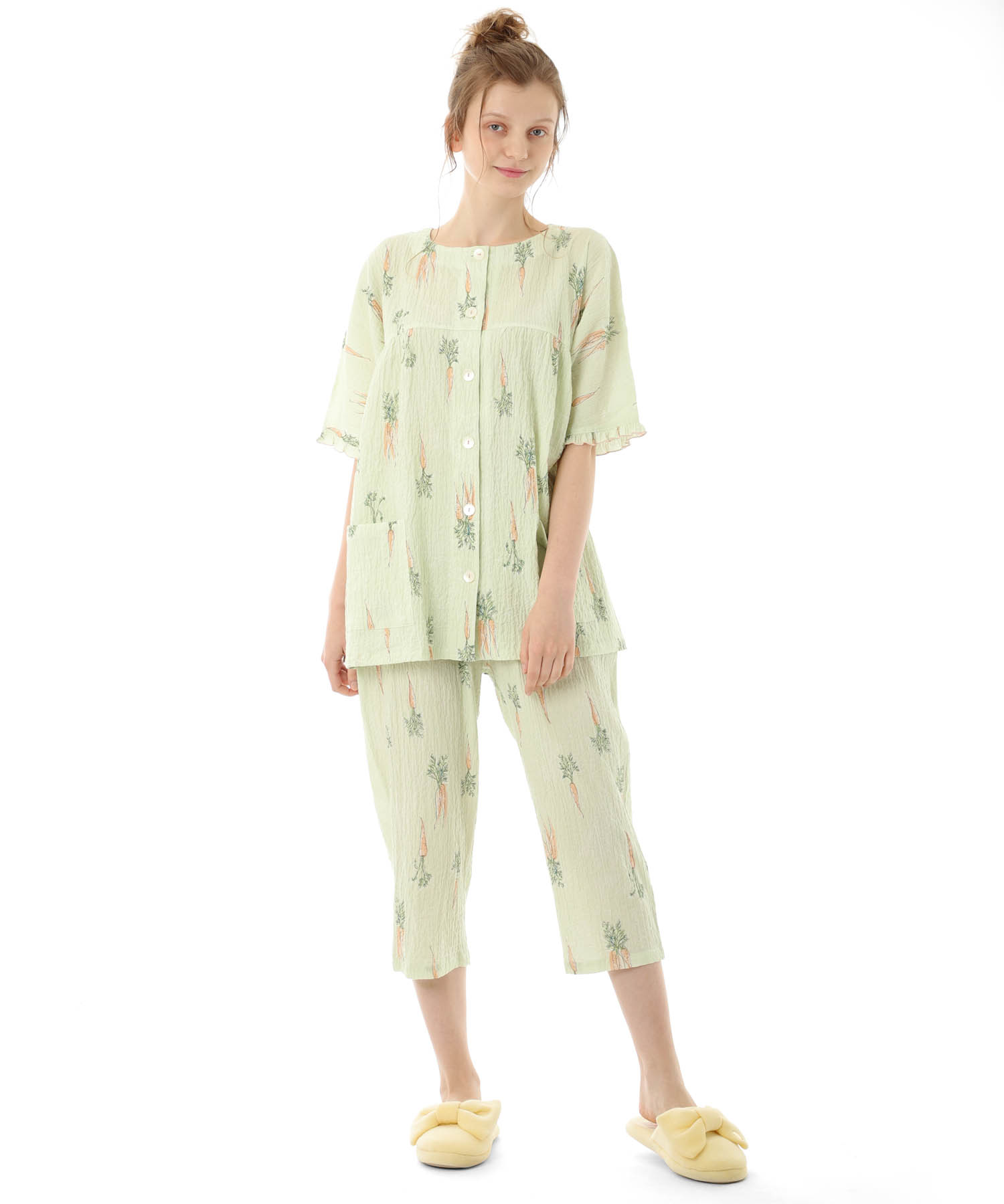 シャーリングボイルキャロットパジャマ_パジャマ&ルームウェア-セットアップ_グリーン_2