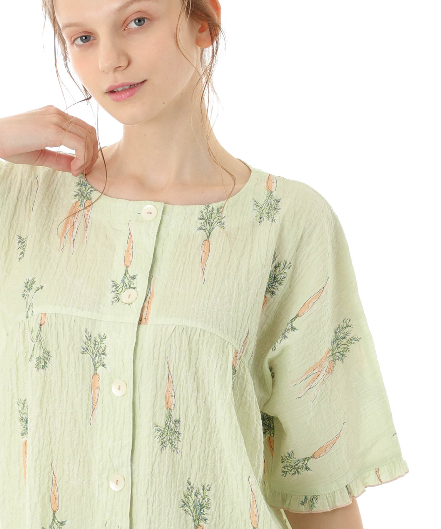 シャーリングボイルキャロットパジャマ_パジャマ&ルームウェア-セットアップ_グリーン_3