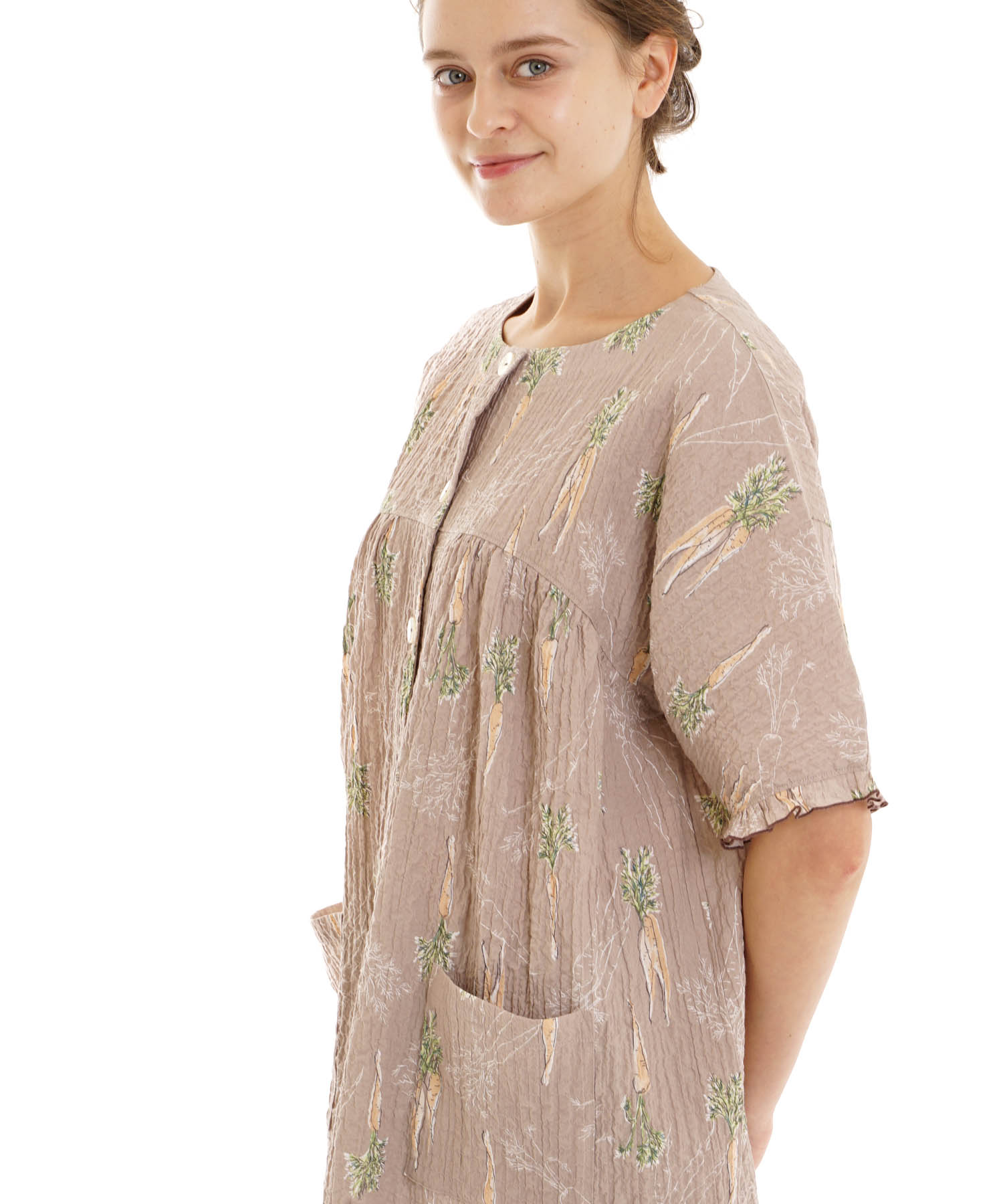 シャーリングボイルキャロットパジャマ_パジャマ&ルームウェア-セットアップ_ブラウン_3