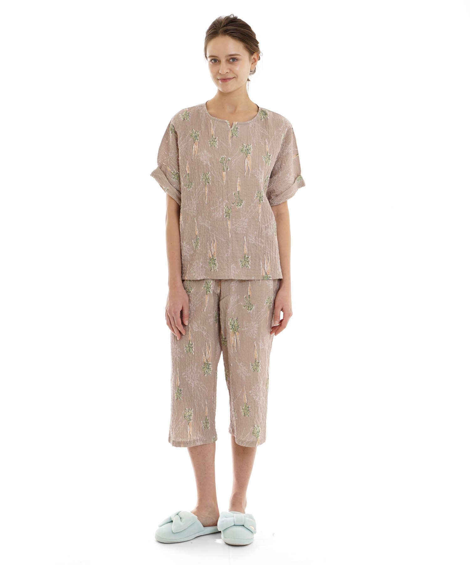 シャーリングボイルキャロットセットアップ_パジャマ&ルームウェア-セットアップ_ブラウン_4