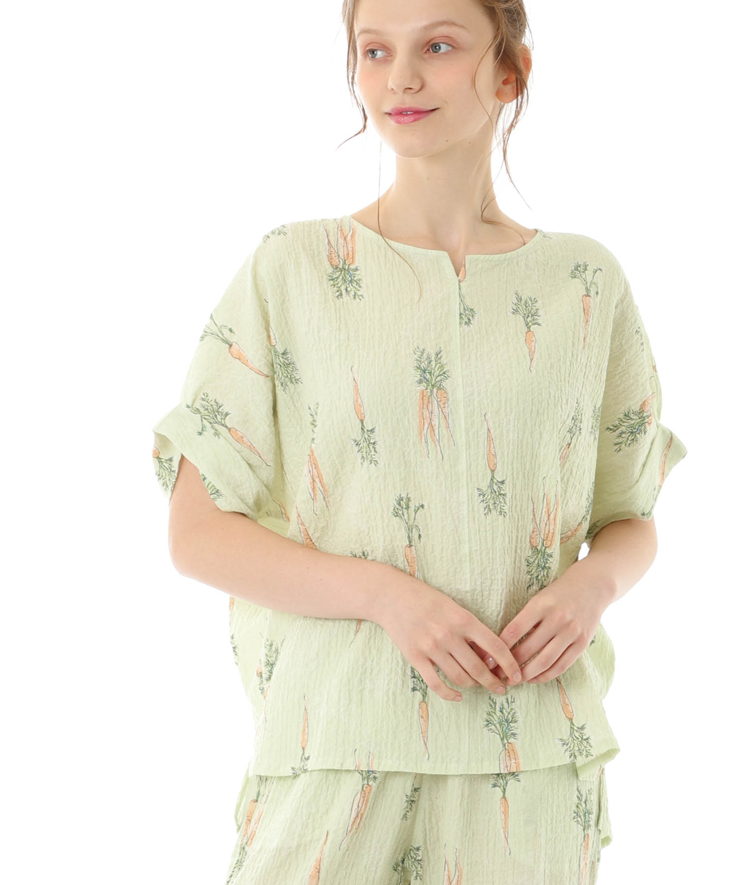 シャーリングボイルキャロットセットアップ_パジャマ&ルームウェア-セットアップ_グリーン_4