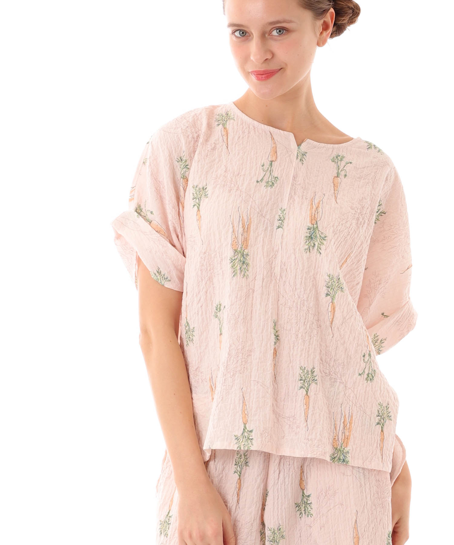 シャーリングボイルキャロットセットアップ_パジャマ&ルームウェア-セットアップ_ピンク_3