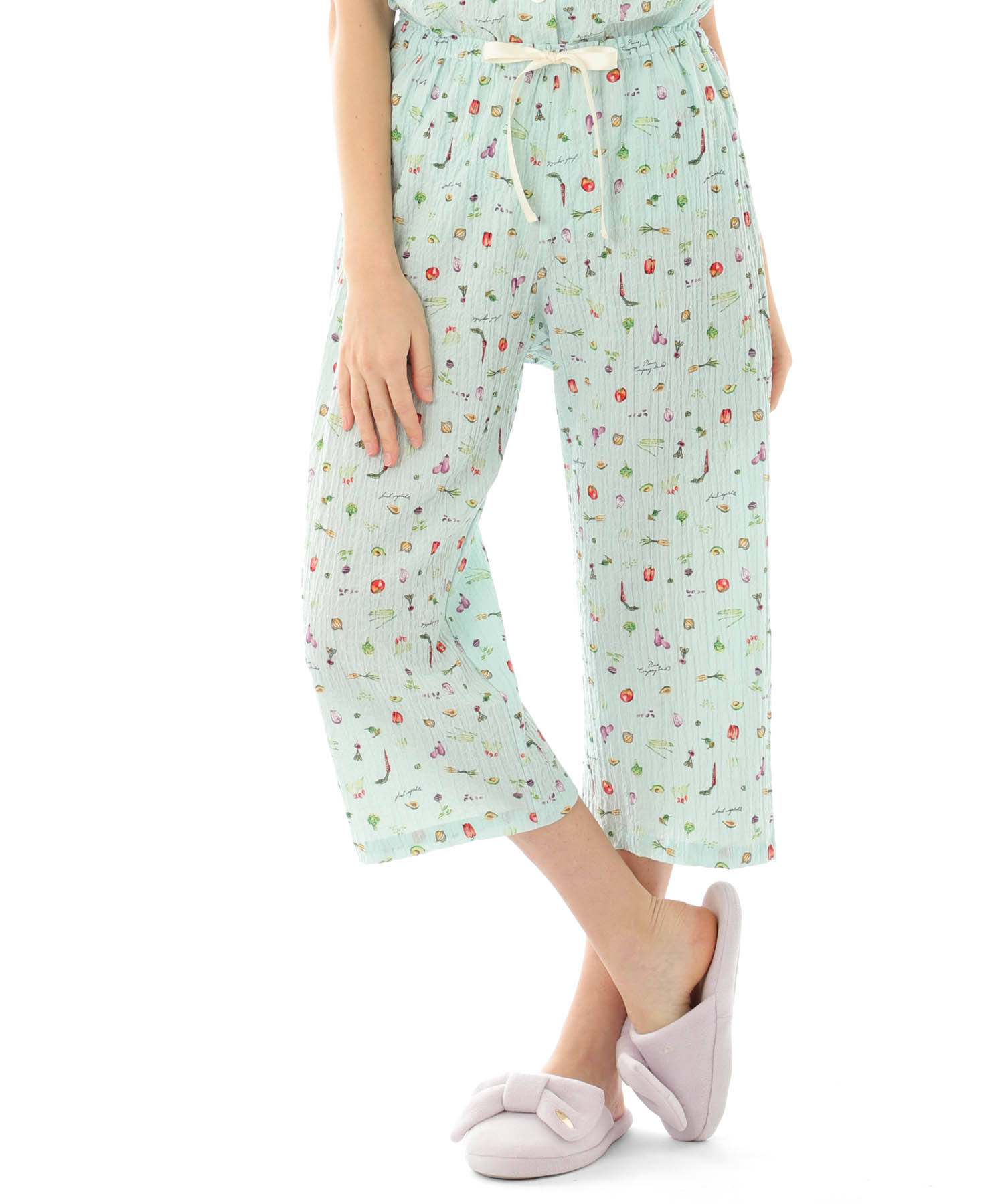 シャーリングボイルベジタブルパジャマ_パジャマ&ルームウェア-セットアップ_ブルー_3