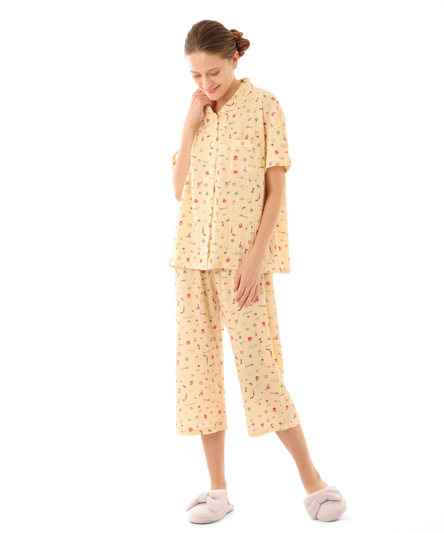 シャーリングボイルベジタブルパジャマ_パジャマ&ルームウェア-セットアップ_オレンジ_0