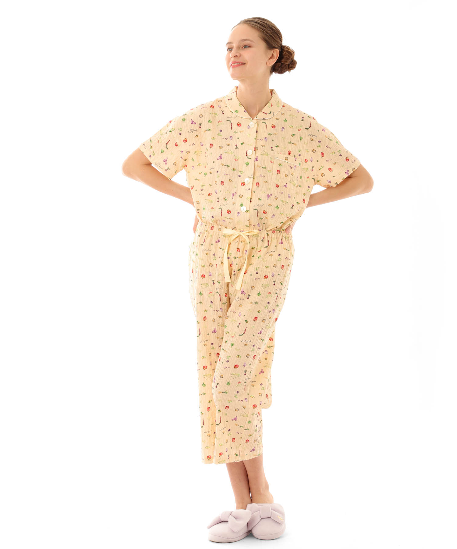 シャーリングボイルベジタブルパジャマ_パジャマ&ルームウェア-セットアップ_オレンジ_1