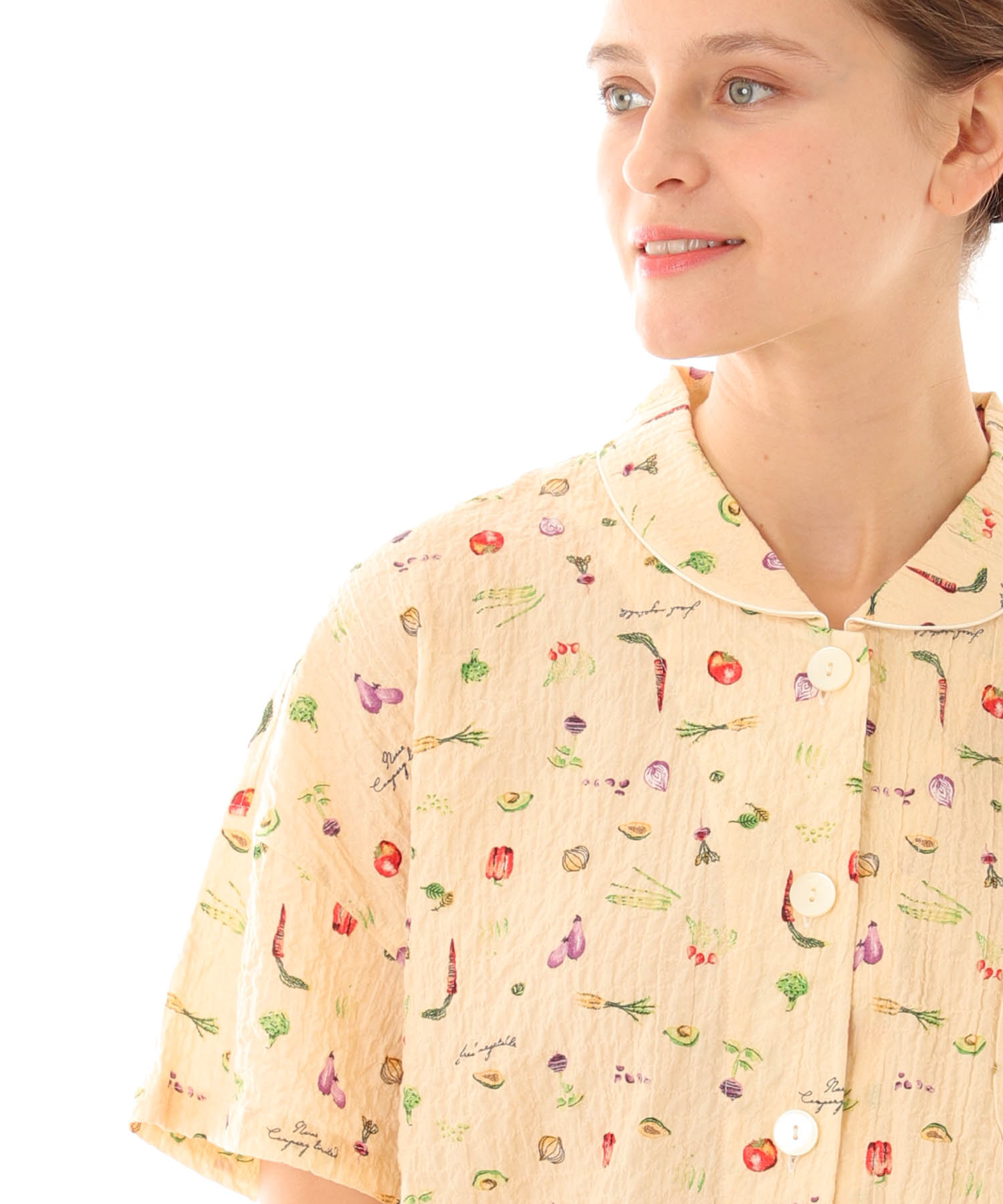 シャーリングボイルベジタブルパジャマ_パジャマ&ルームウェア-セットアップ_オレンジ_2