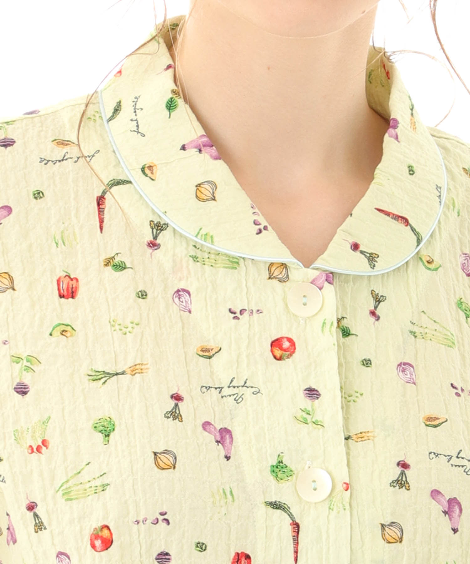 シャーリングボイルベジタブルパジャマ_パジャマ&ルームウェア-セットアップ_グリーン_4