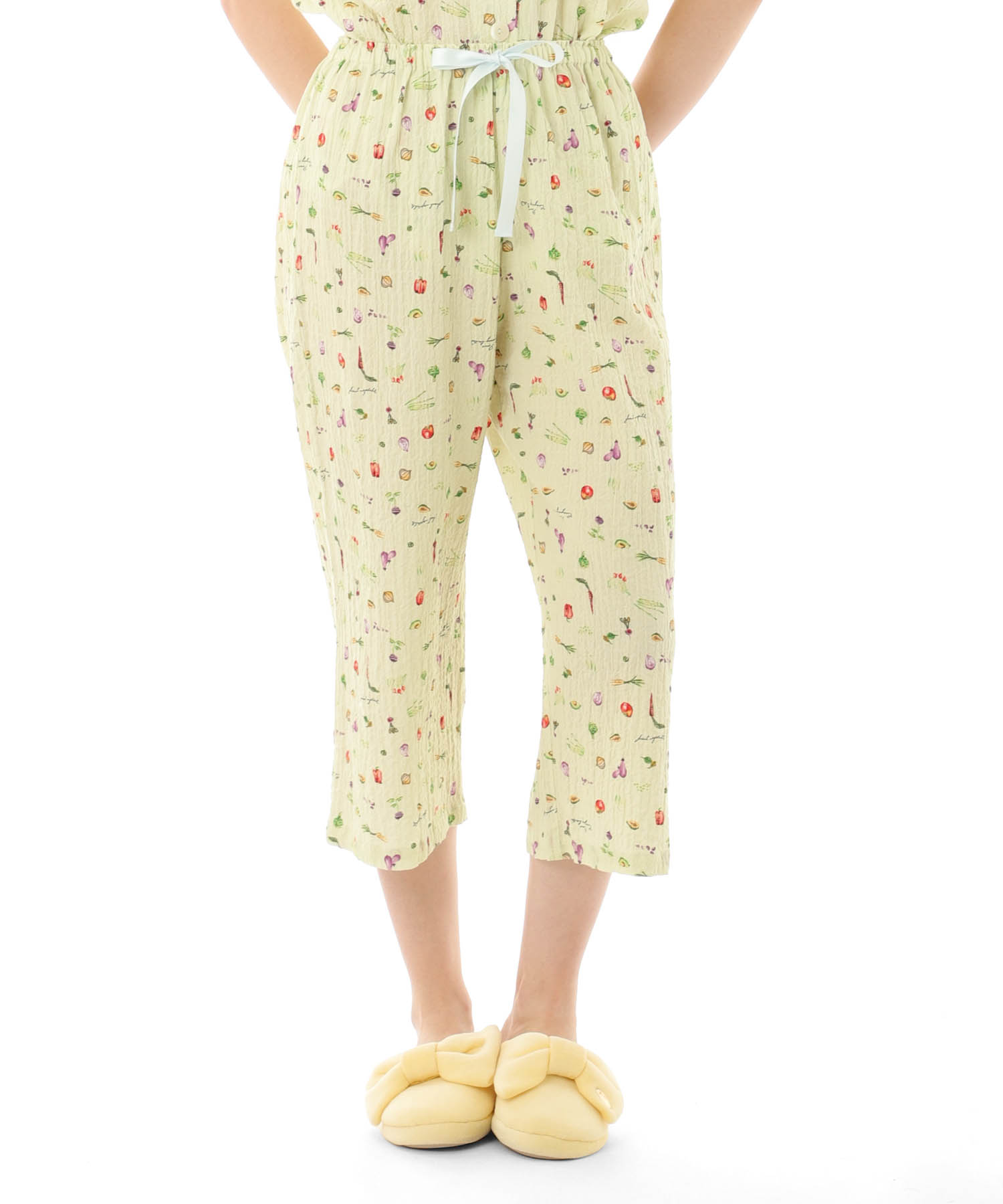 シャーリングボイルベジタブルパジャマ_パジャマ&ルームウェア-セットアップ_グリーン_5