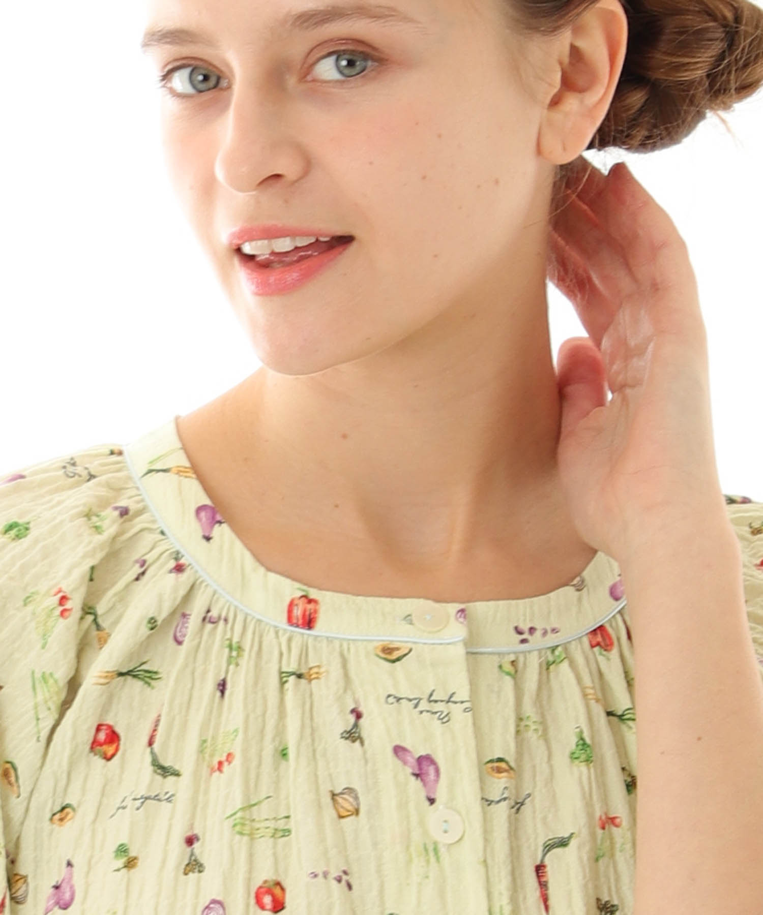 シャーリングボイルベジタブルセットアップ_パジャマ&ルームウェア-セットアップ_グリーン_2