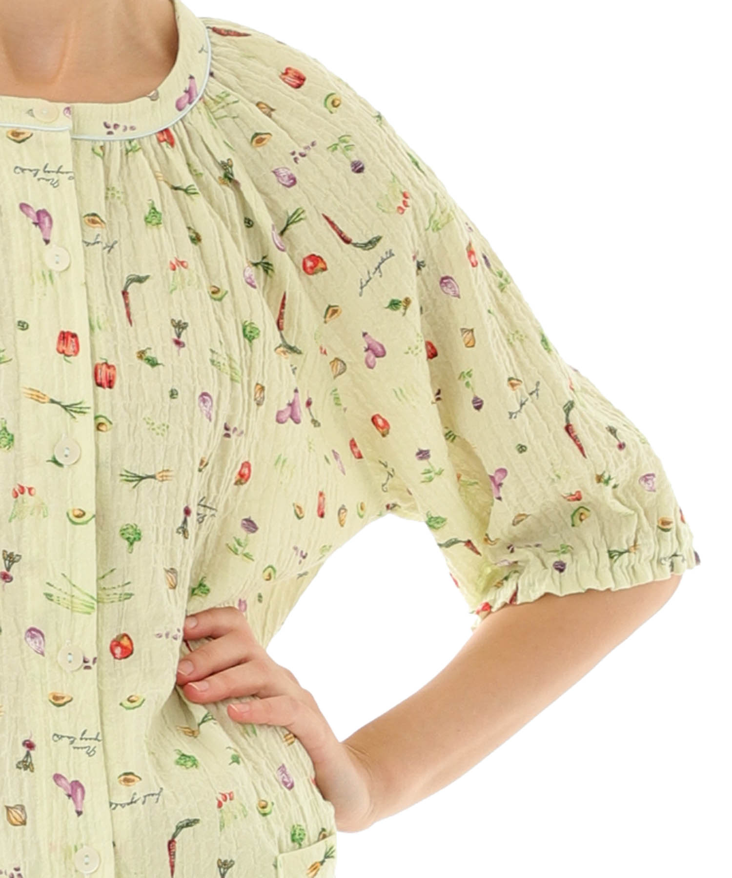 シャーリングボイルベジタブルセットアップ_パジャマ&ルームウェア-セットアップ_グリーン_3