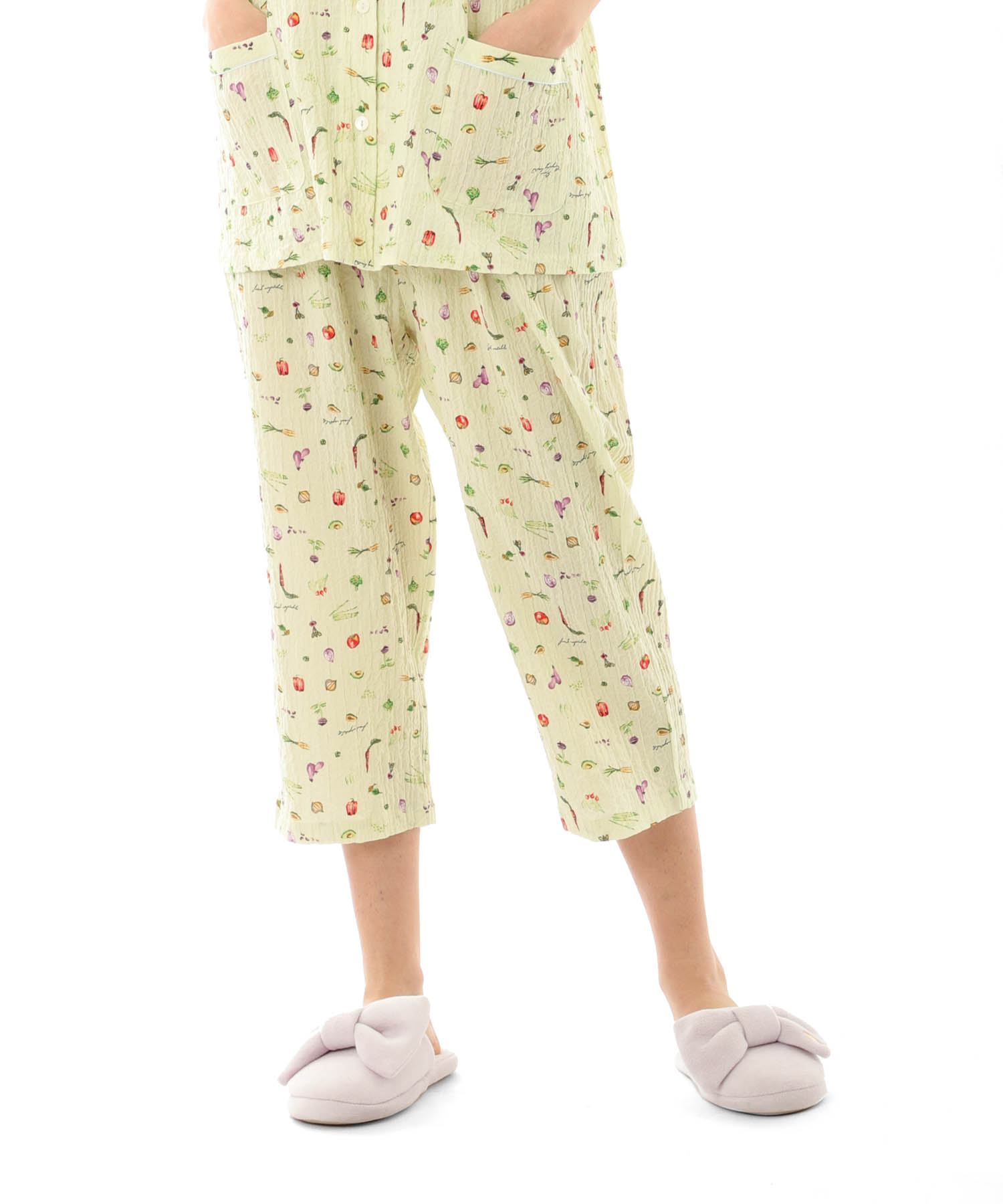 シャーリングボイルベジタブルセットアップ_パジャマ&ルームウェア-セットアップ_グリーン_4