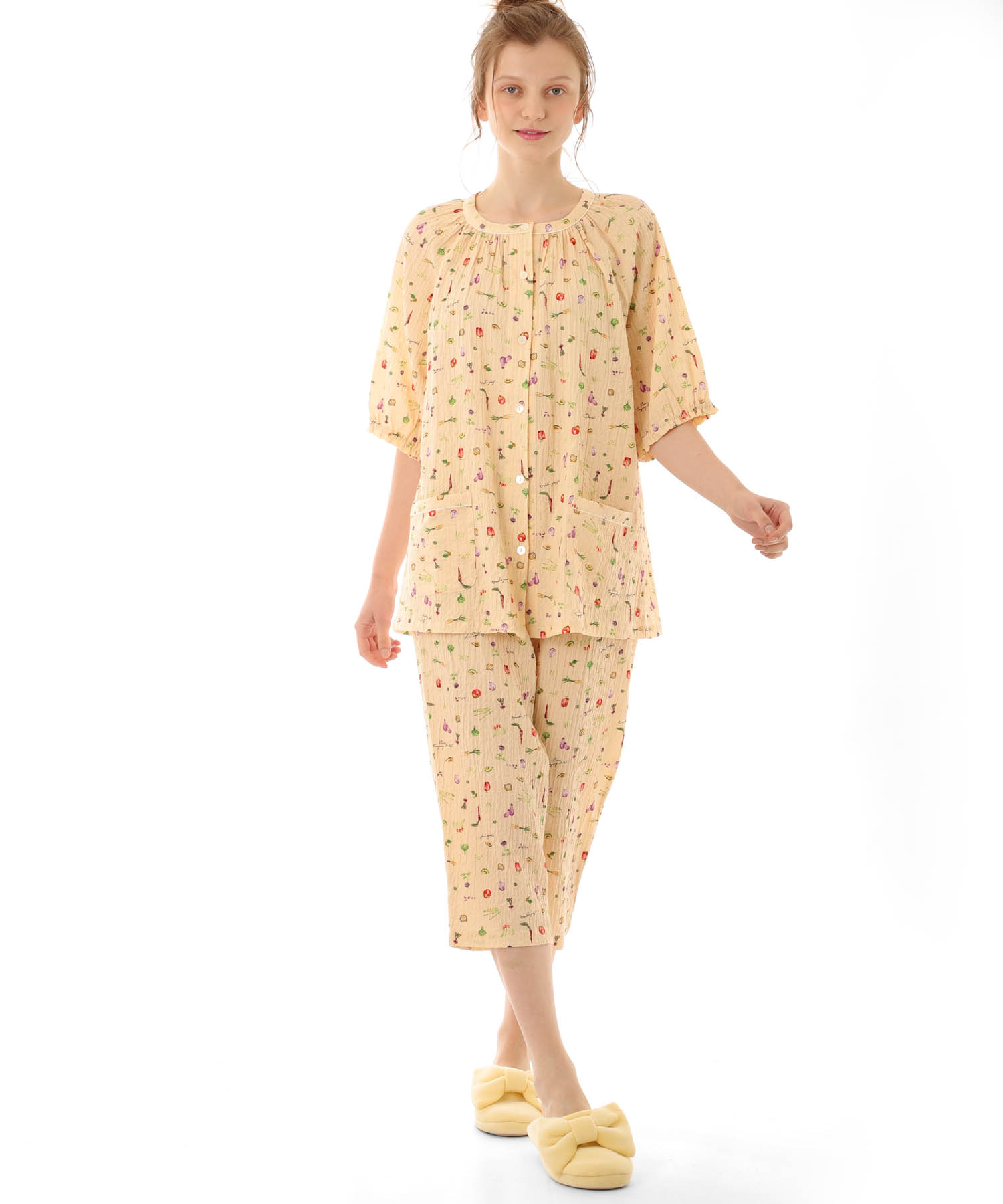 シャーリングボイルベジタブルセットアップ_パジャマ&ルームウェア-セットアップ_オレンジ_1