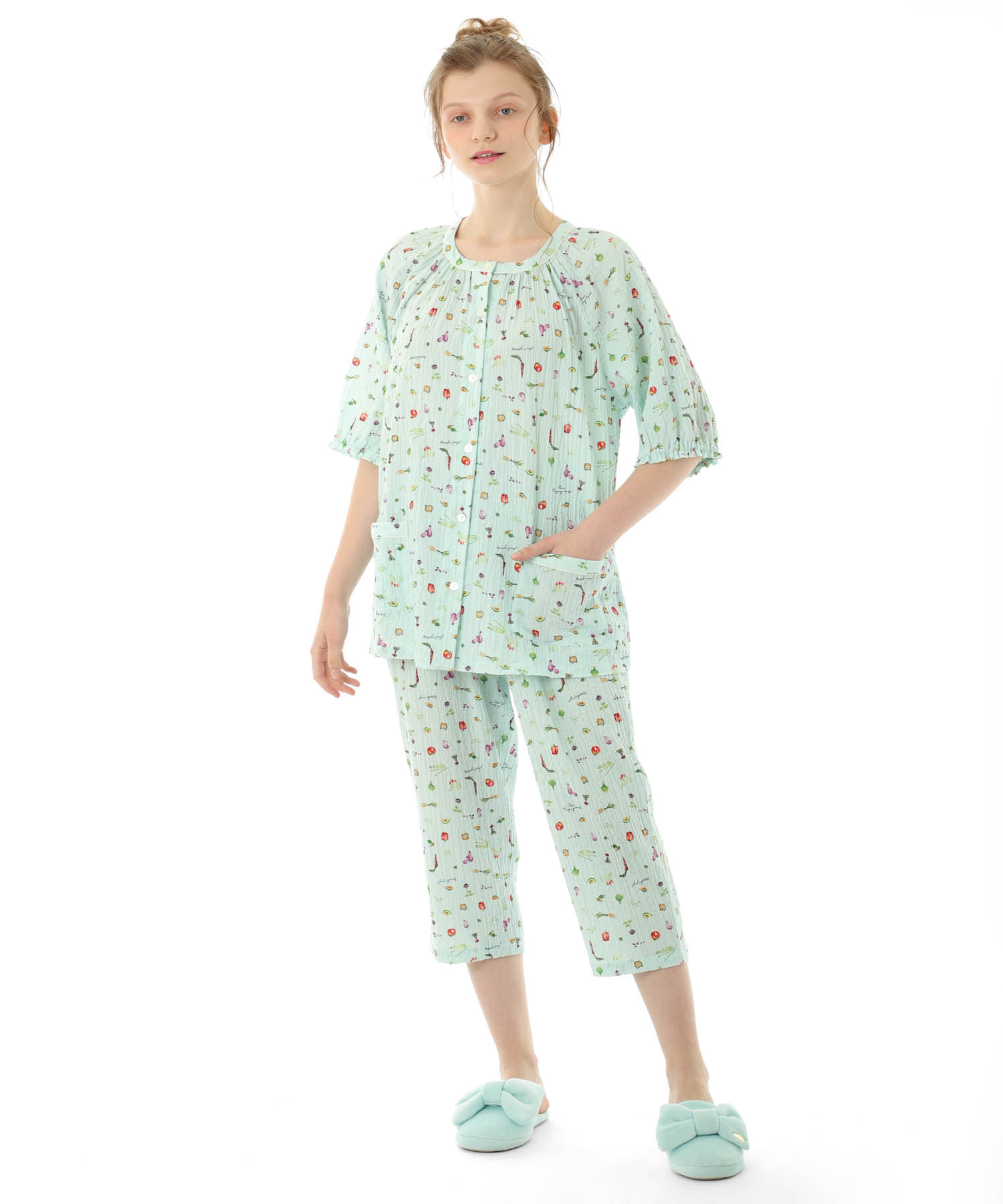 シャーリングボイルベジタブルセットアップ_パジャマ&ルームウェア-セットアップ_ブルー_2