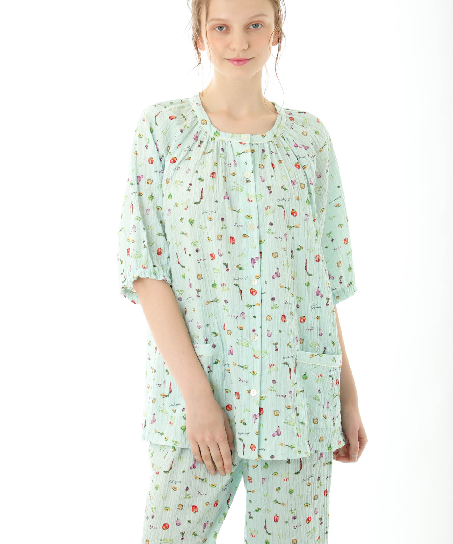 シャーリングボイルベジタブルセットアップ_パジャマ&ルームウェア-セットアップ_ブルー_3