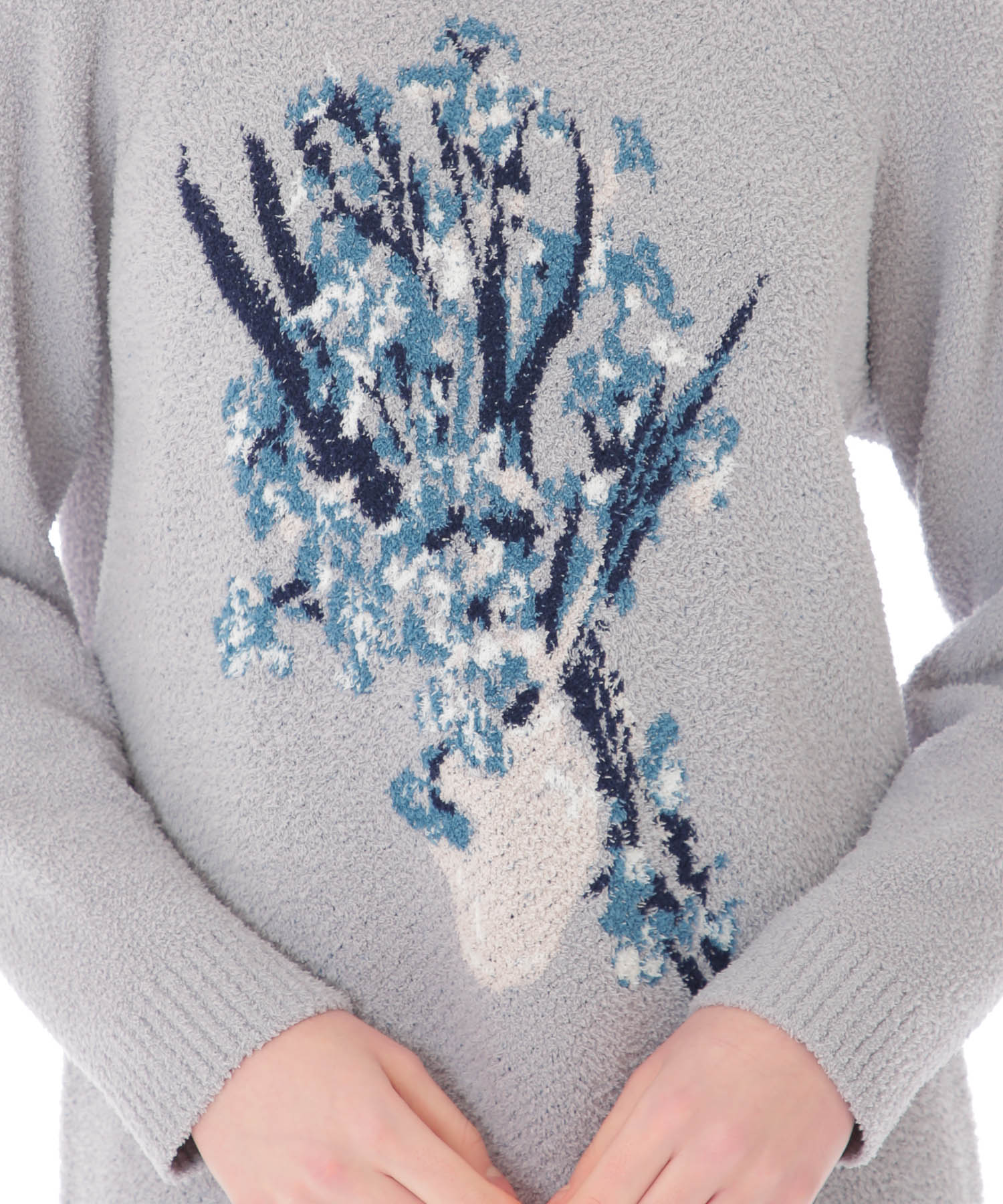 モールニットゴッホフラワーワンピース_パジャマ&ルームウェア-ワンピース・ネグリジェ_グレー_3