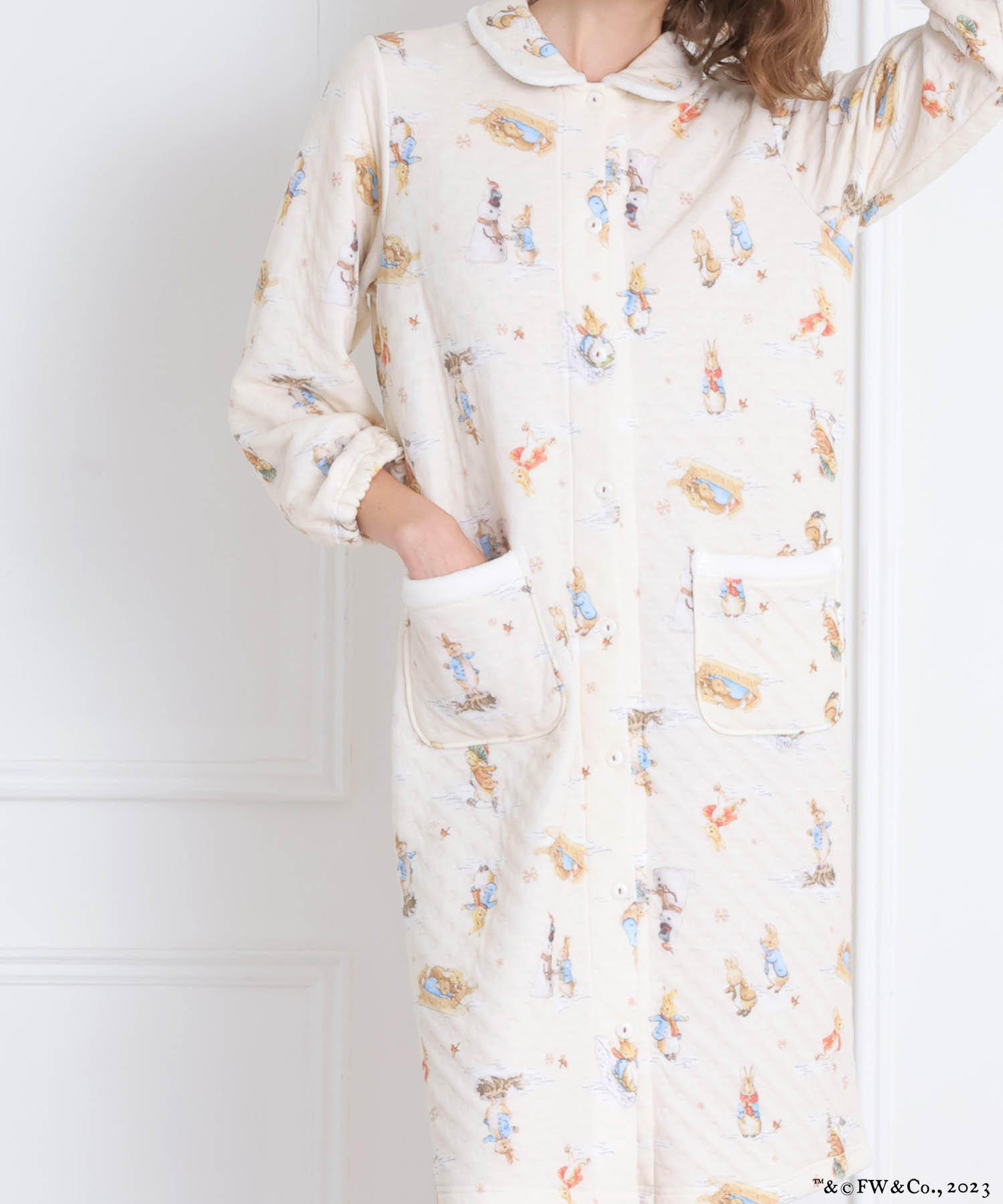 ピーターラビット™裏綿接結(綿入り)ワンピース_パジャマ&ルームウェア-ワンピース・ネグリジェ_アイボリー_3