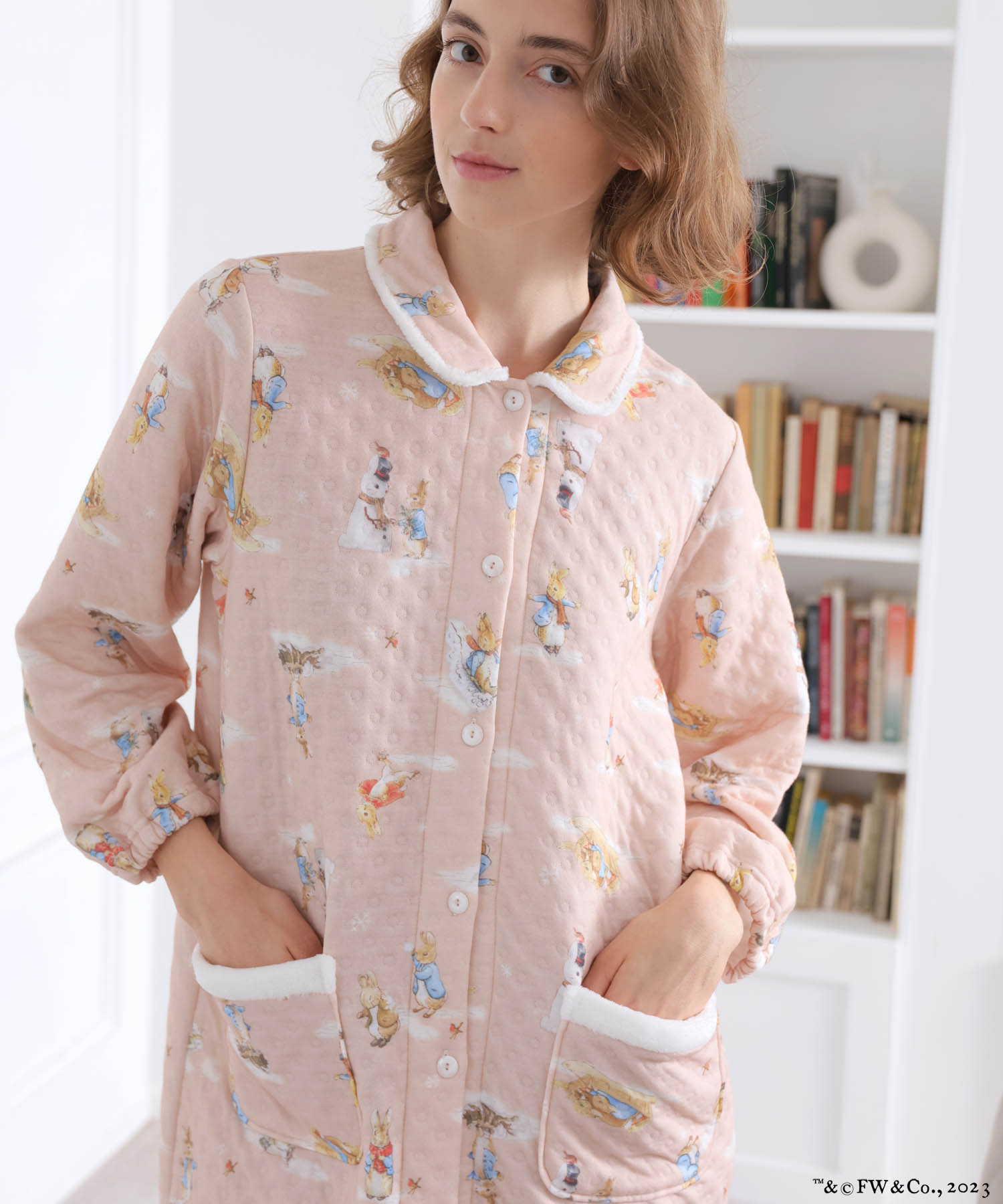 ピーターラビット™裏綿接結(綿入り)ワンピース_パジャマ&ルームウェア-ワンピース・ネグリジェ_ピンク_3