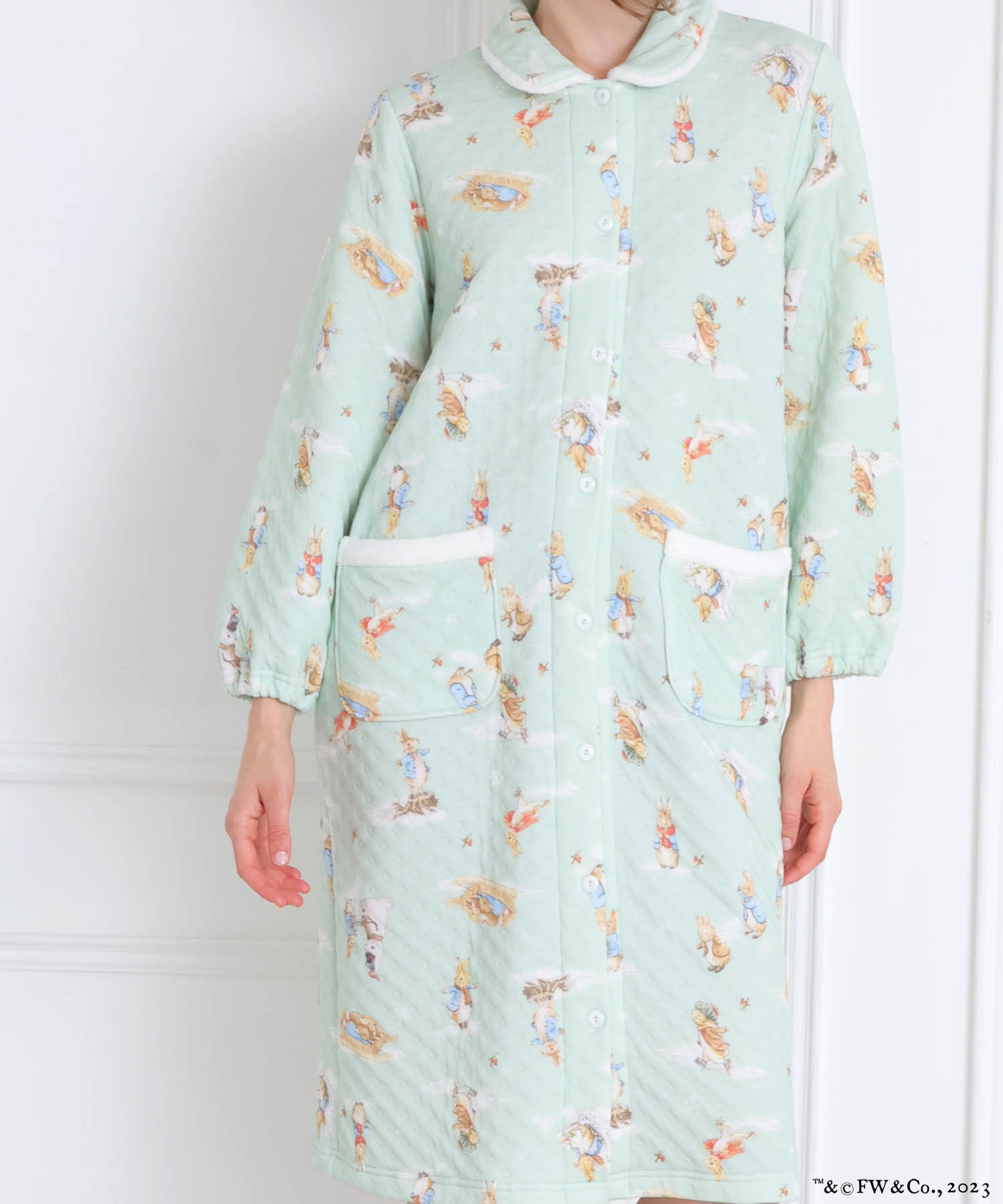 ピーターラビット™裏綿接結(綿入り)ワンピース_パジャマ&ルームウェア-ワンピース・ネグリジェ_グリーン_3