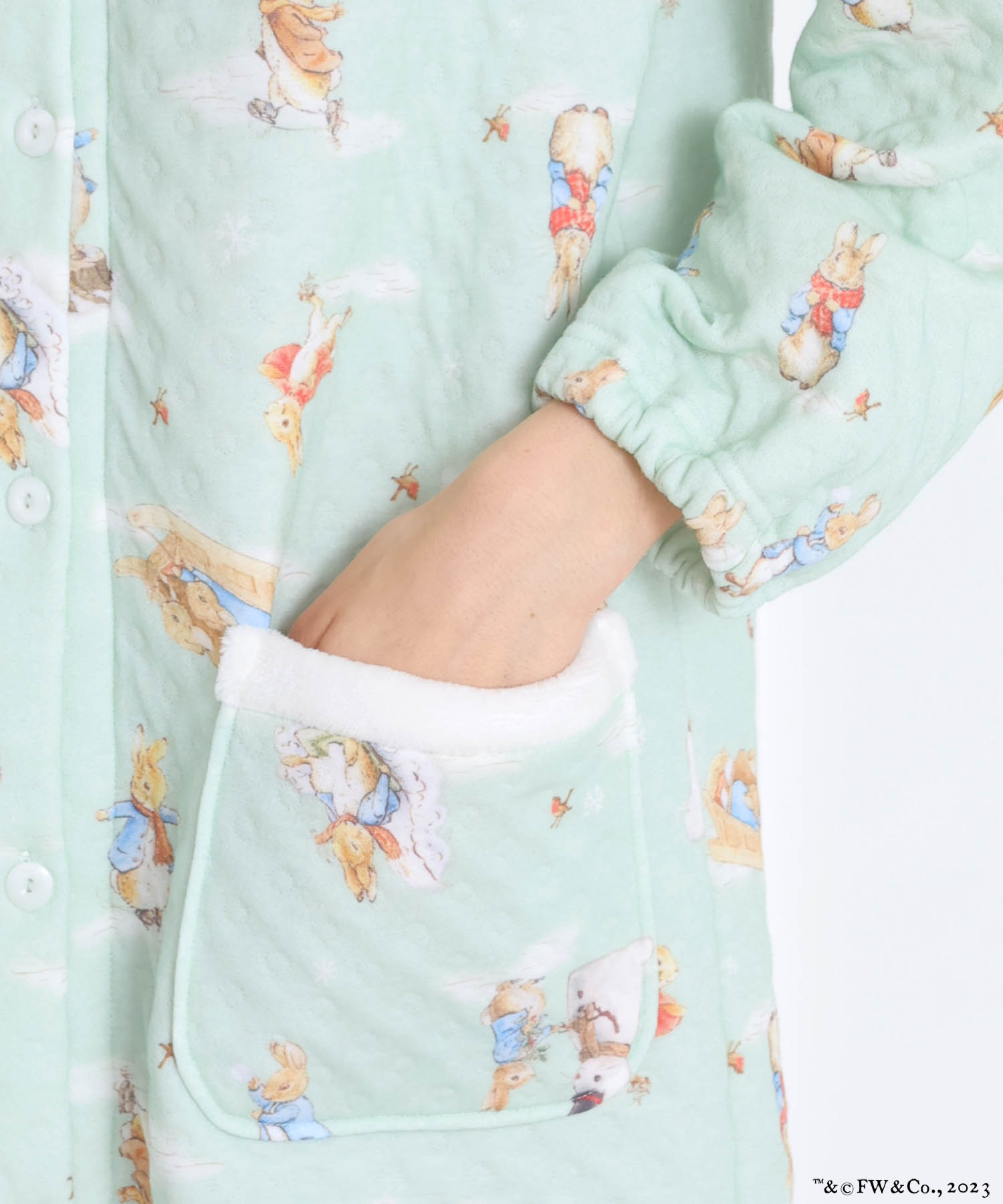 ピーターラビット™裏綿接結(綿入り)ワンピース_パジャマ&ルームウェア-ワンピース・ネグリジェ_グリーン_5