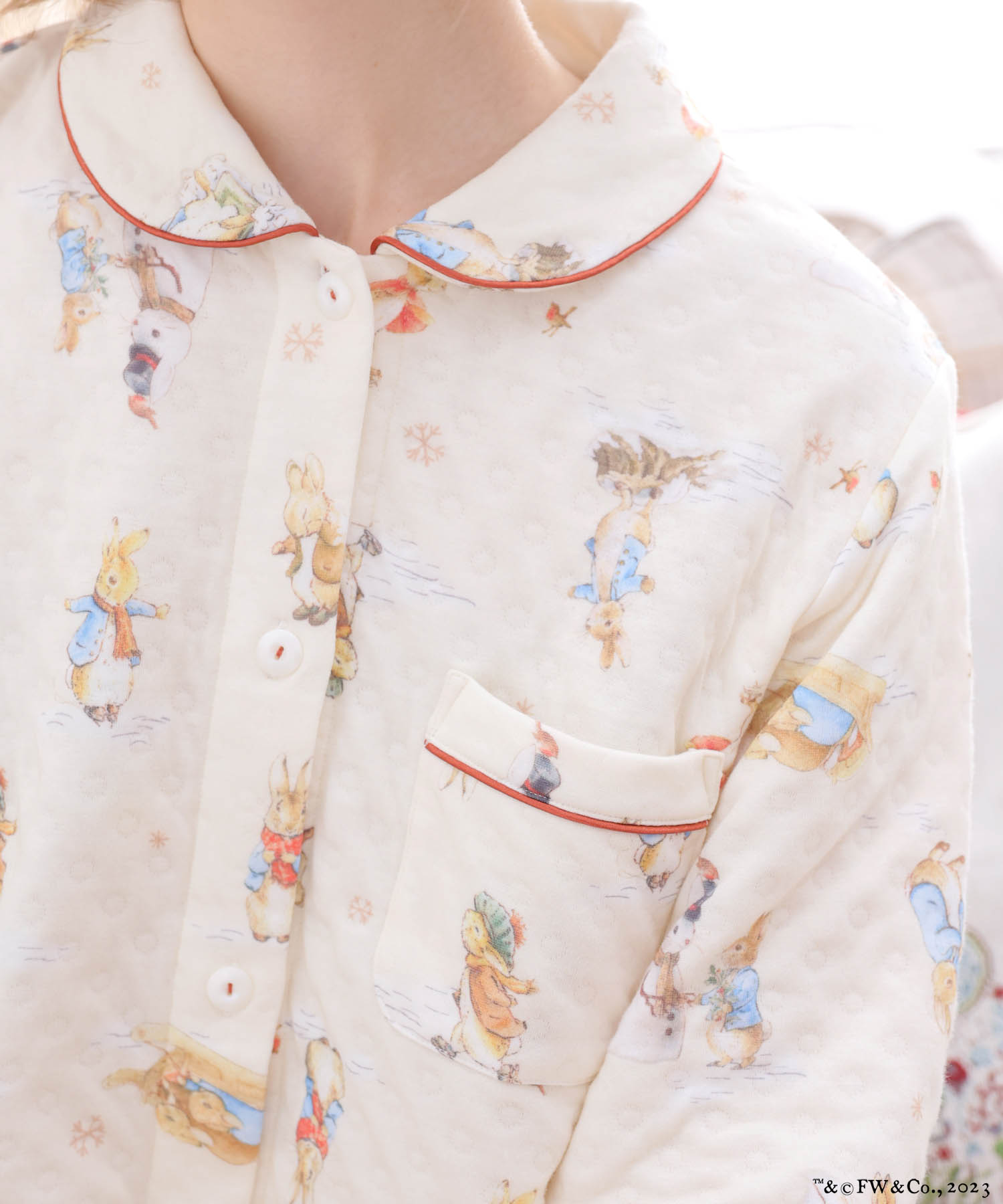 ピーターラビット™裏綿接結（綿入り）シャツパジャマ_パジャマ&ルームウェア-セットアップ_アイボリー_5