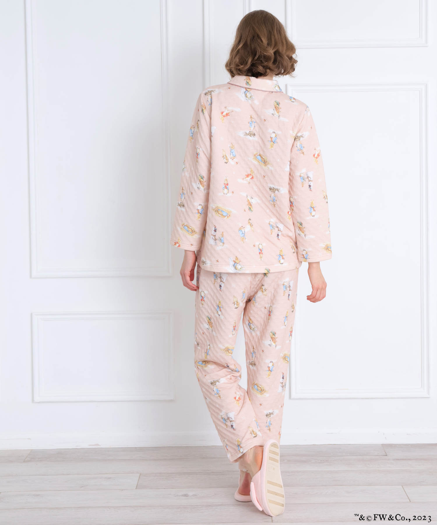 ピーターラビット™裏綿接結（綿入り）シャツパジャマ_パジャマ&ルームウェア-セットアップ_ピンク_6
