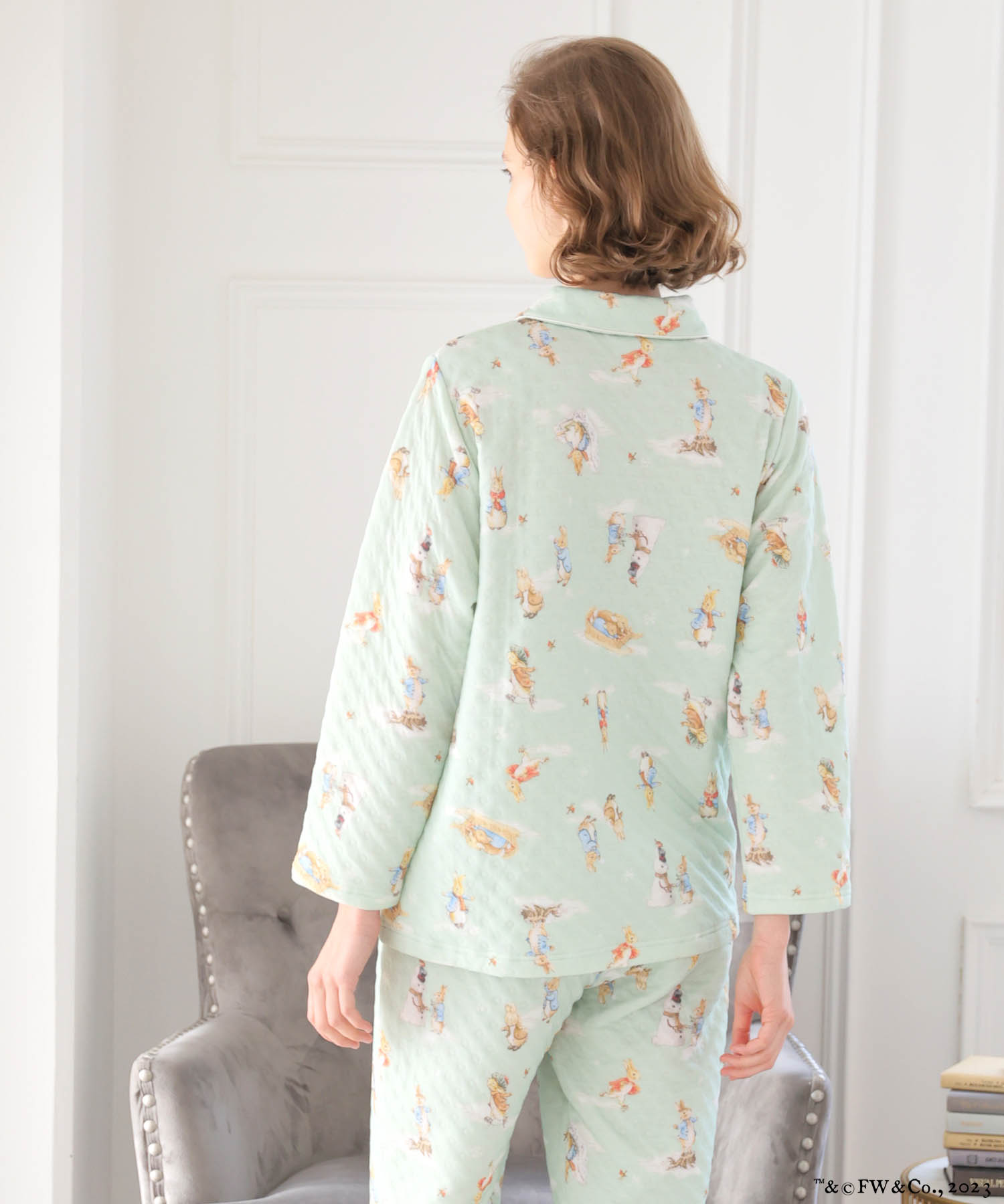 ピーターラビット™裏綿接結（綿入り）シャツパジャマ_パジャマ&ルームウェア-セットアップ_グリーン_7