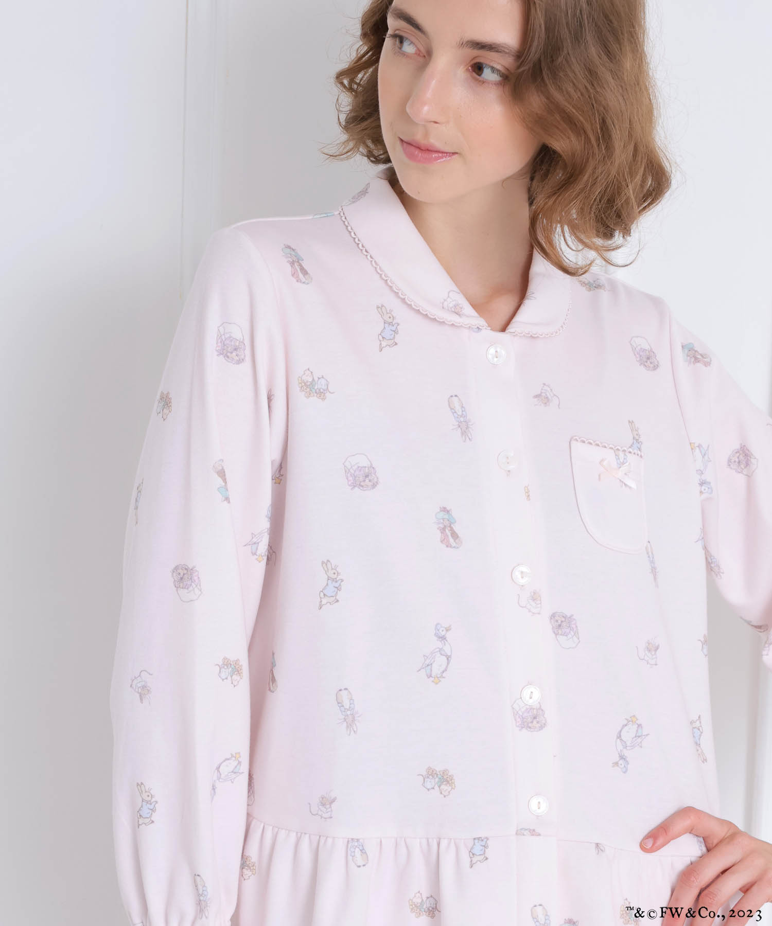 ピーターラビット™エアーニットペプラムパジャマ_パジャマ&ルームウェア-セットアップ_ピンク_3