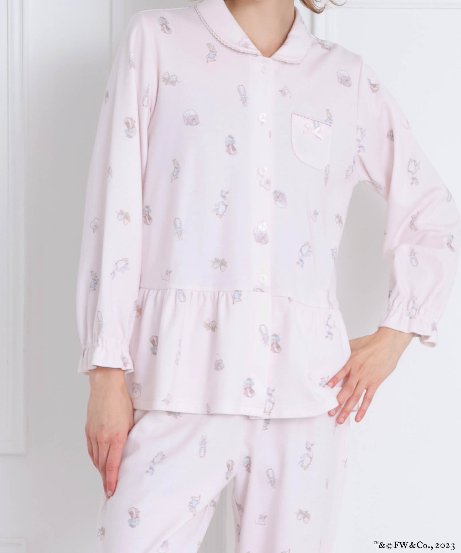 ピーターラビット™エアーニットペプラムパジャマ_パジャマ&ルームウェア-セットアップ_ピンク_5