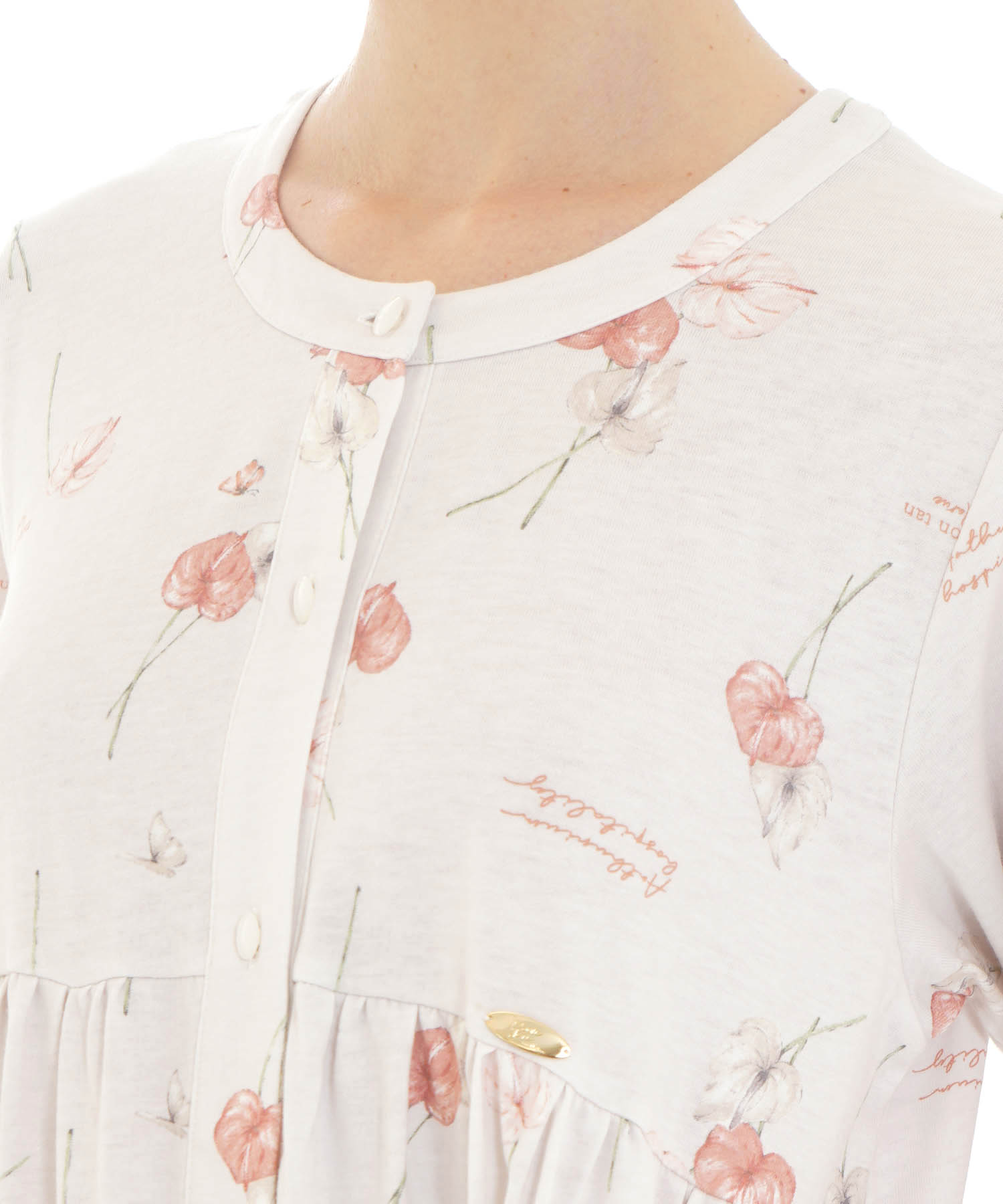 コットン天竺アンスリウム前開きワンピース_パジャマ&ルームウェア-ワンピース・ネグリジェ_ピンク_3