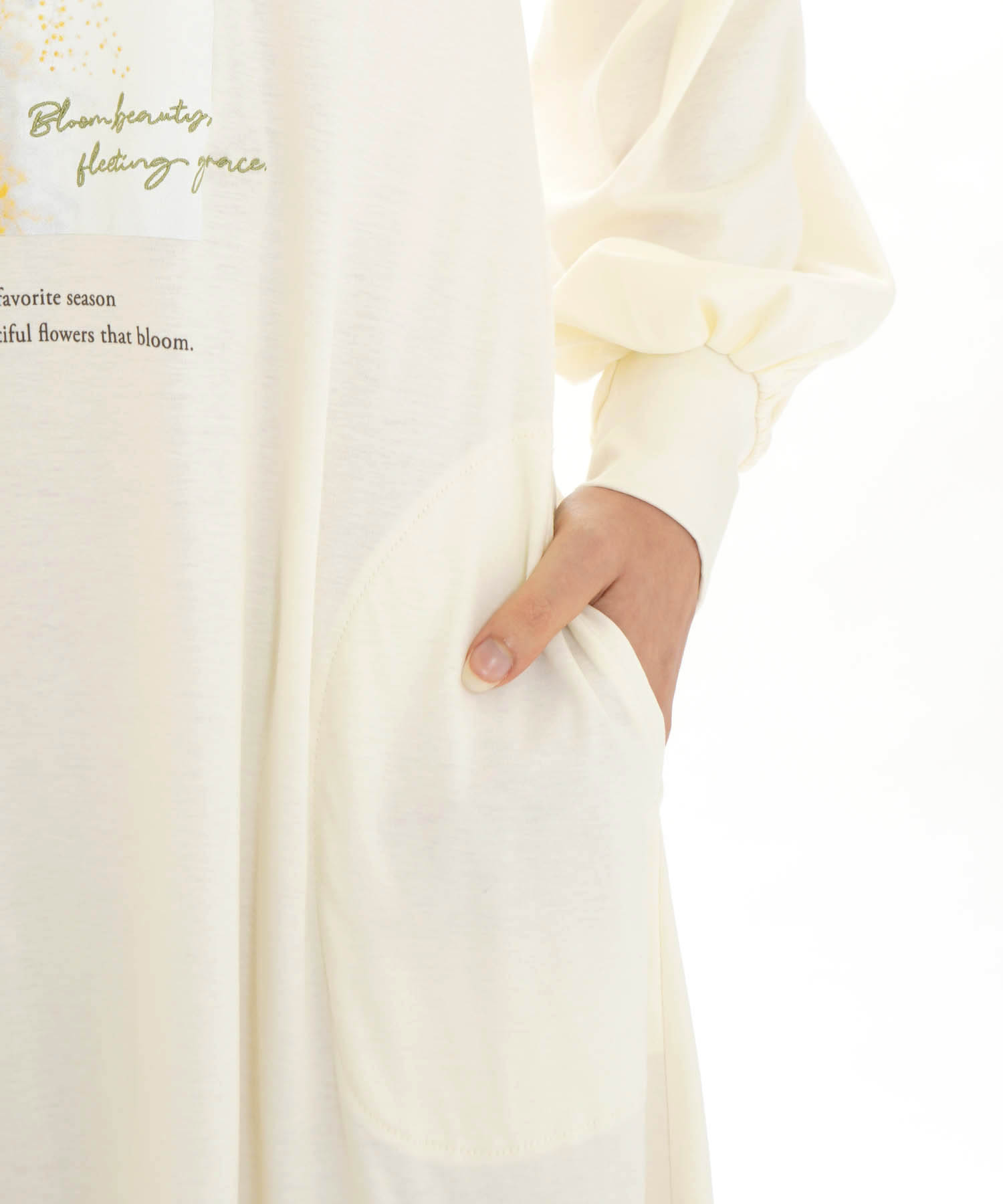 コットンスムースオンプリントフラワームードワンピース_パジャマ&ルームウェア-ワンピース・ネグリジェ_クリーム_3