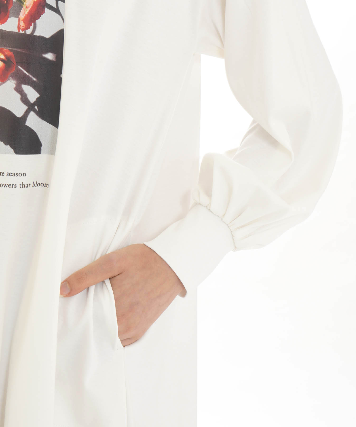 コットンスムースオンプリントフラワームードワンピース_パジャマ&ルームウェア-ワンピース・ネグリジェ_ホワイト_4