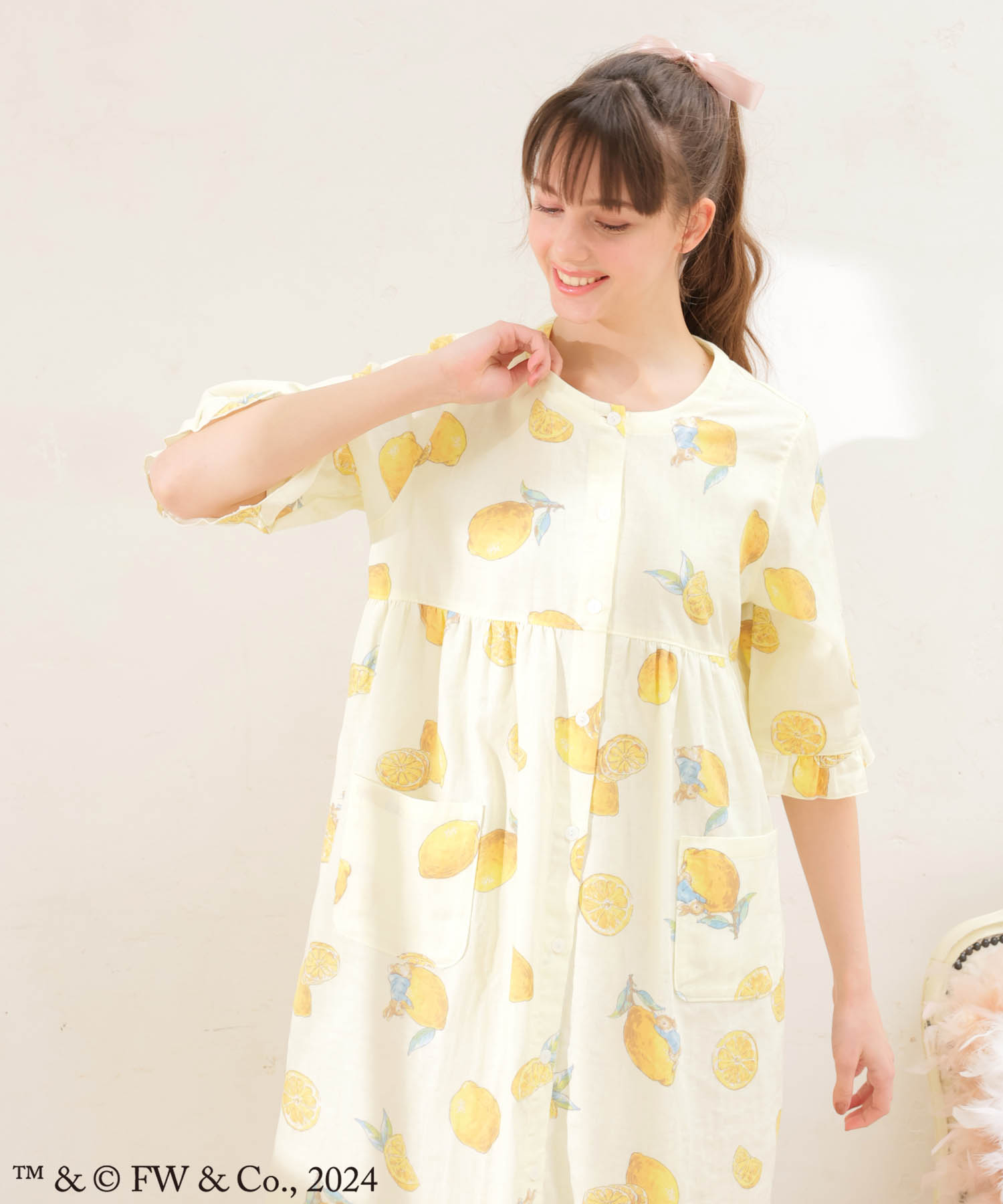 ピーターラビット™ダブルガーゼワンピース_パジャマ&ルームウェア-ワンピース・ネグリジェ_イエロー_4